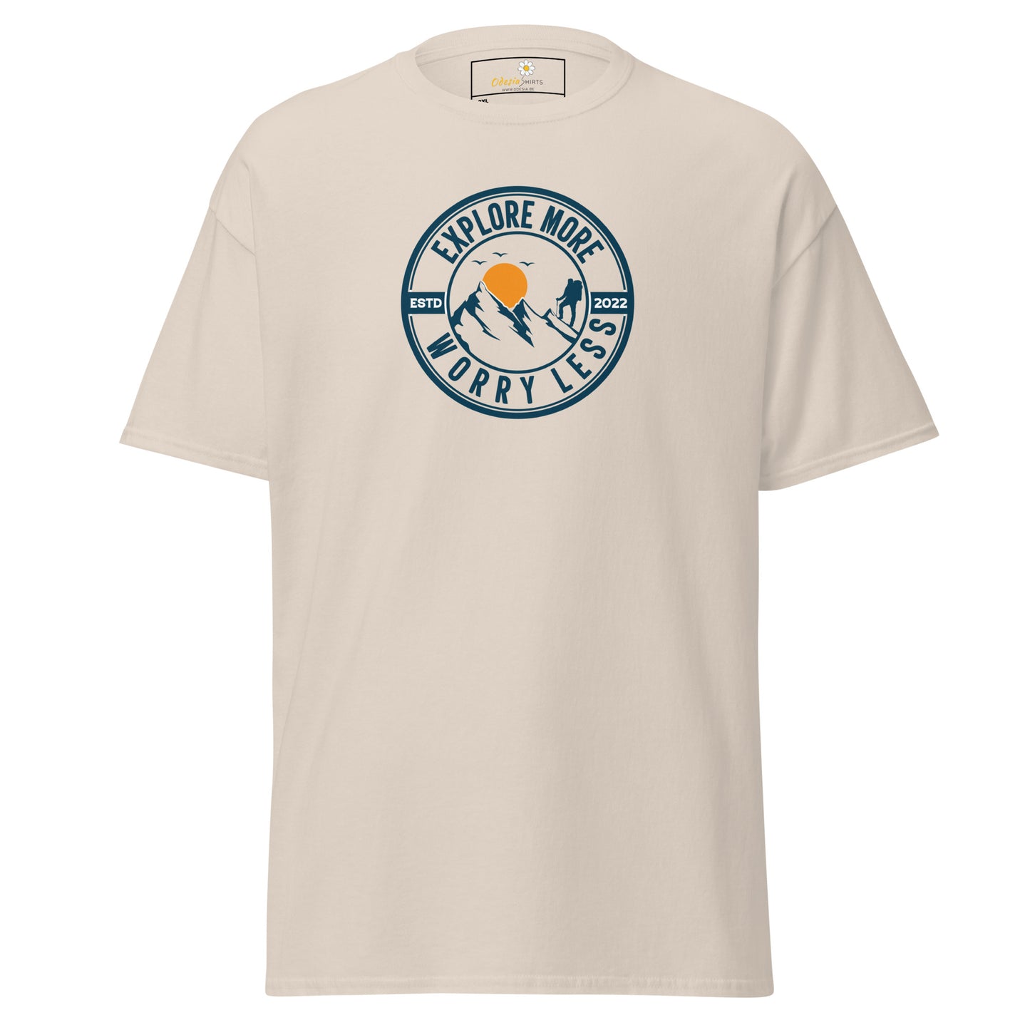 Unisex classic t-shirt - ADVENTURE EXPLORE MORE WORRY LESS - BIG