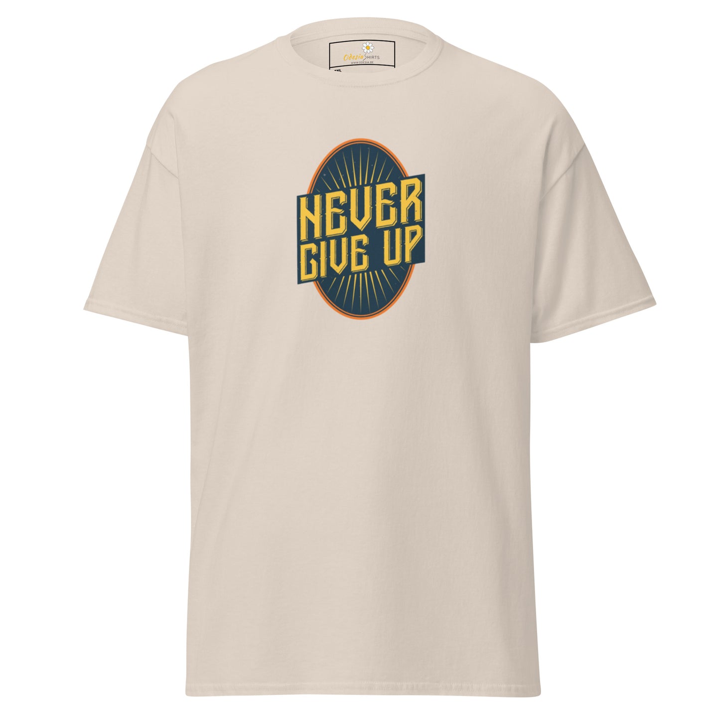 T-shirt classique pour homme - Texte NEVER GIVE UP - GRAND