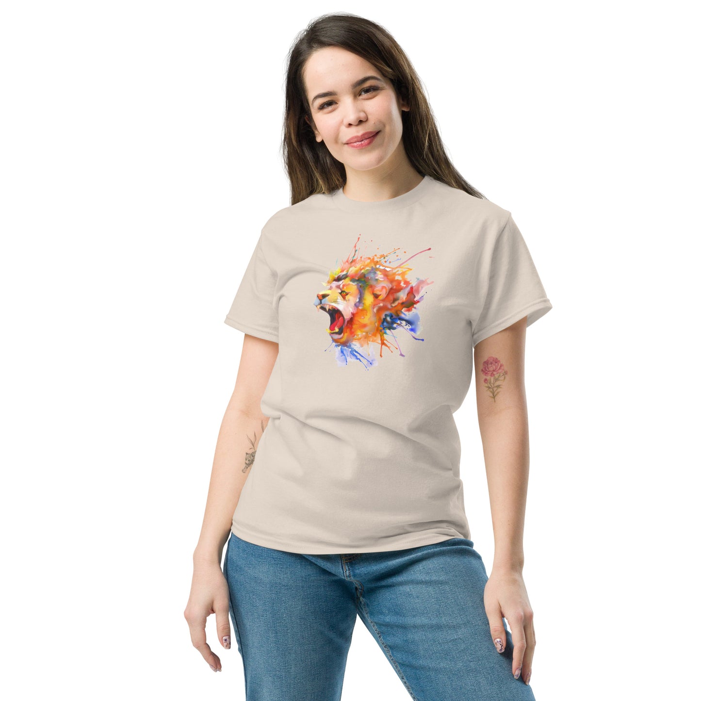 T-shirt classique pour homme - WILDLIFE LION WATERPAINTING - GRAND