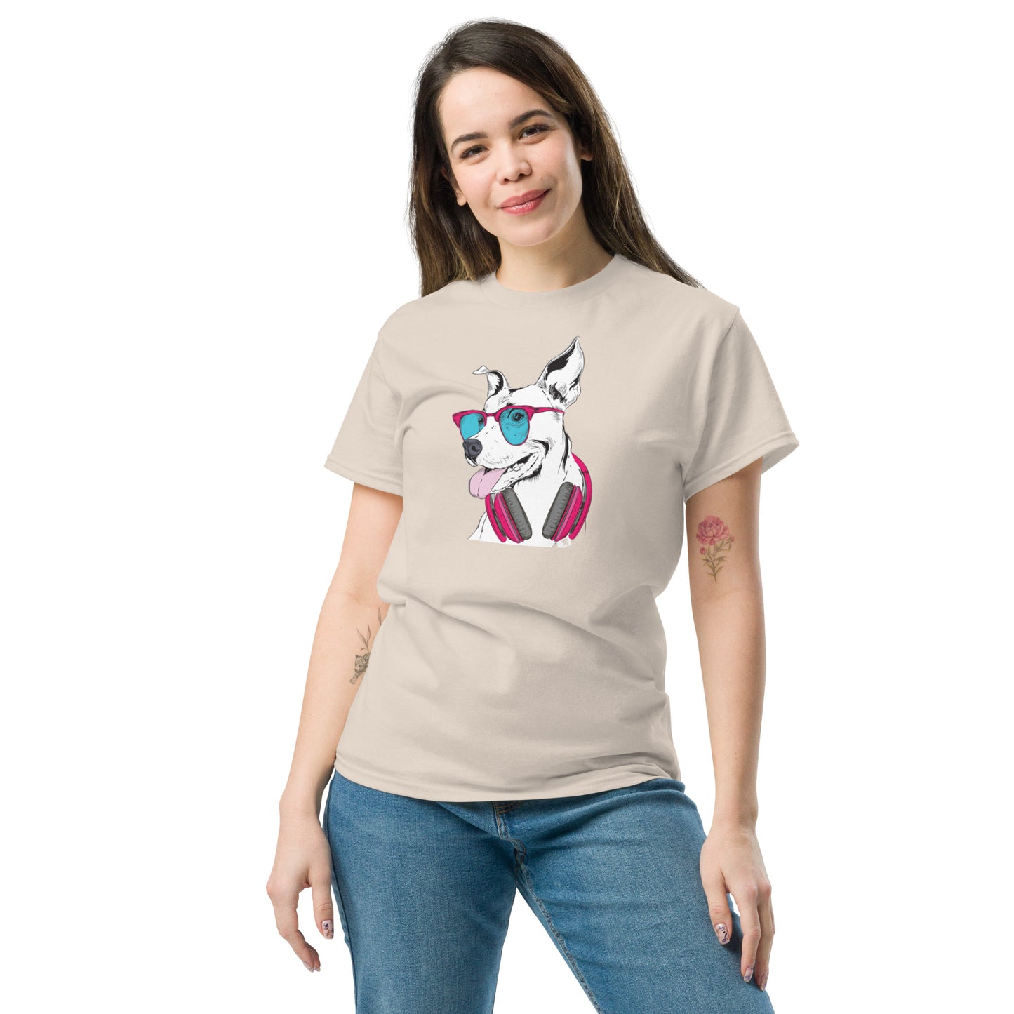 T-shirt classique unisexe - ANIMAUX MUSIQUE FUN CHIEN - GRAND