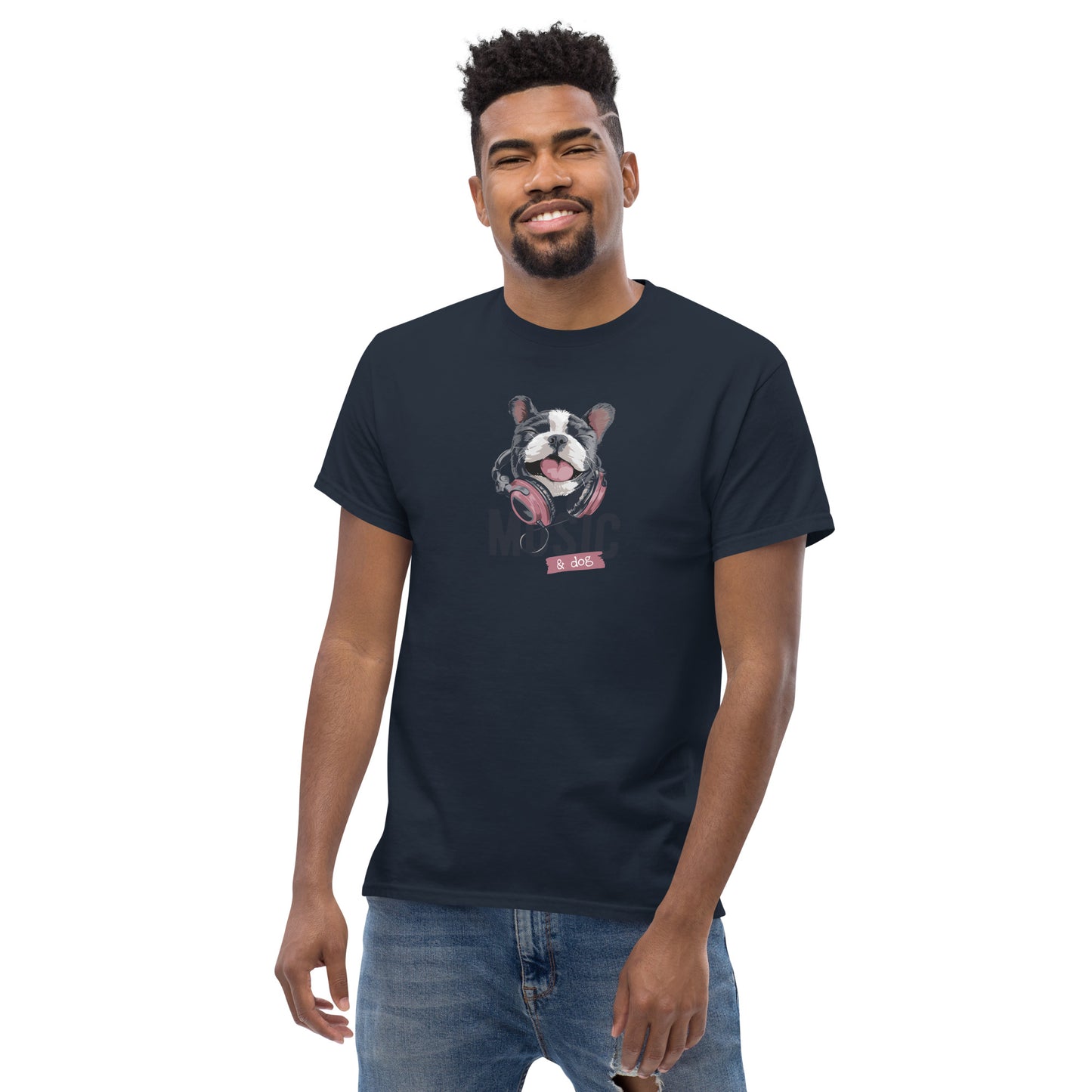 T-shirt classique unisexe - ANIMAUX CHIEN MUSIQUE - GRAND