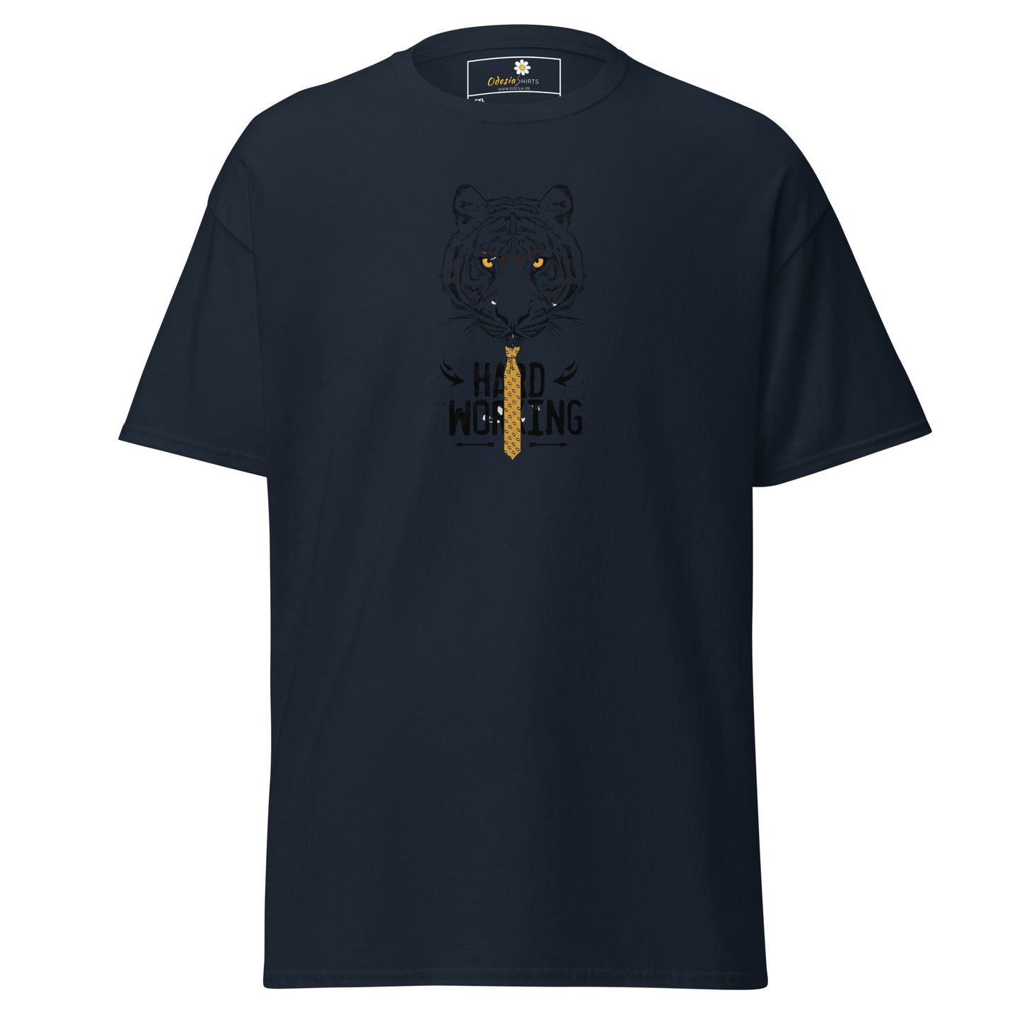 Heren klassiek t-shirt - WILDLIFE TIGER HARD WORKING - GROOT