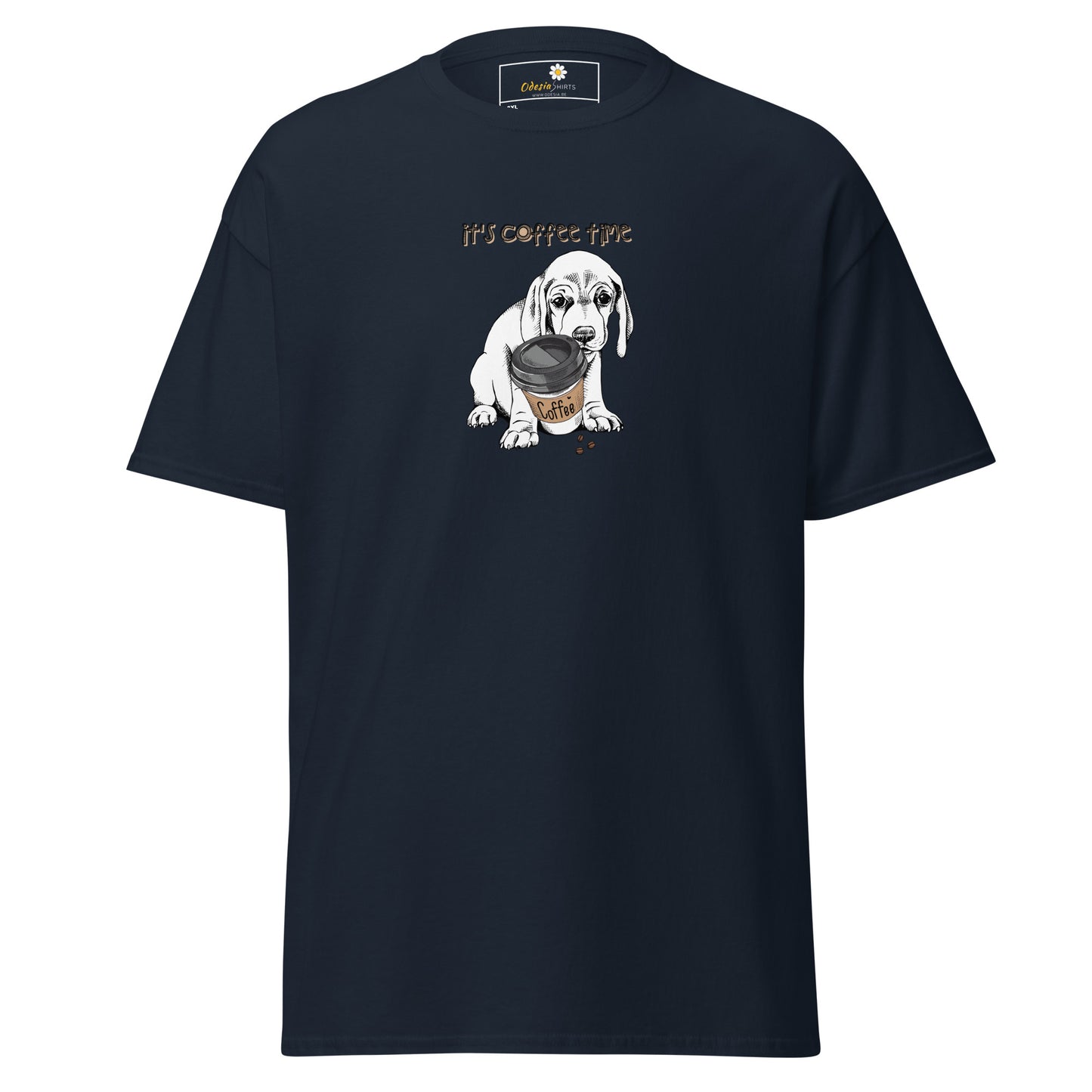 T-shirt classique unisexe - ANIMAUX CHIOT COFFEE TIME - GRAND