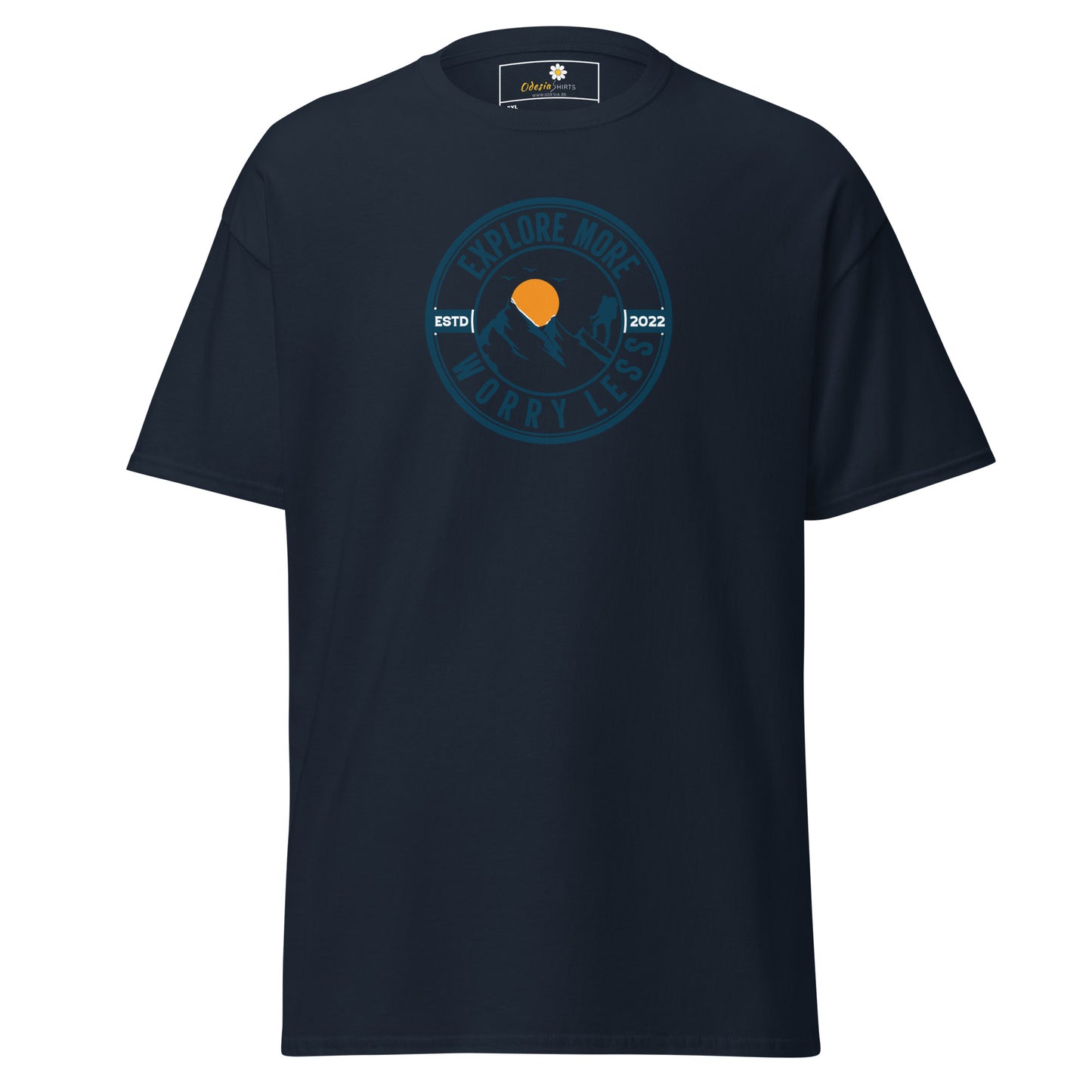 Unisex classic t-shirt - ADVENTURE EXPLORE MORE WORRY LESS - BIG