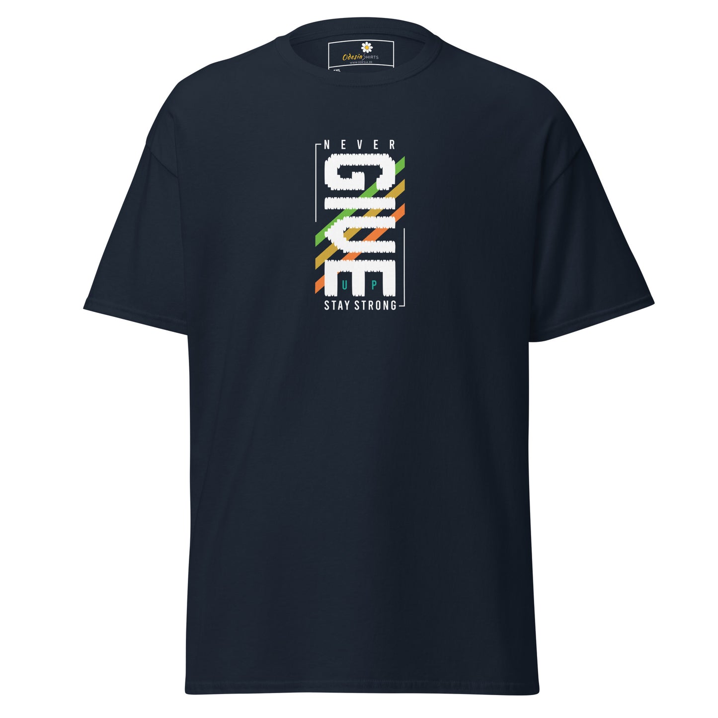 T-shirt classique pour homme - Texte NEVER GIVE UP - GRAND