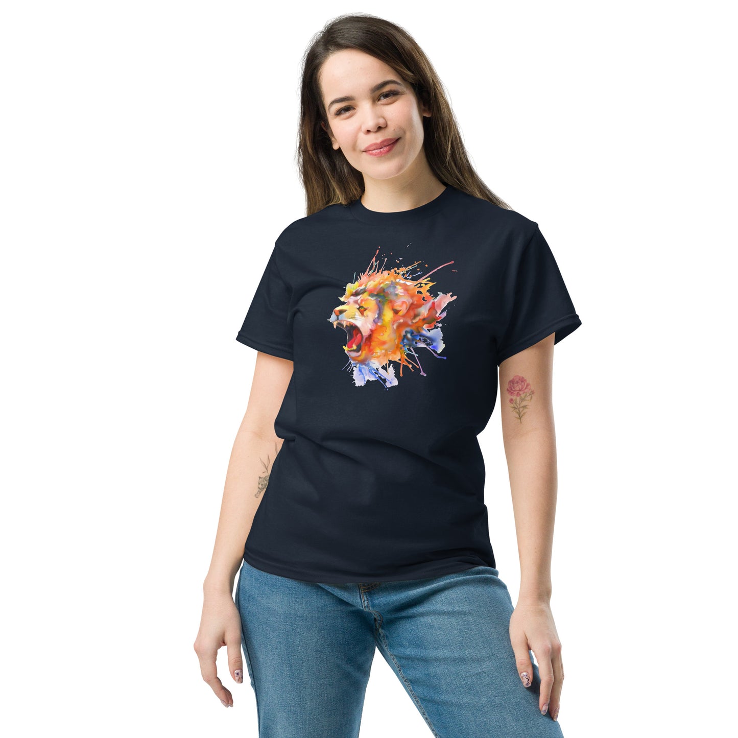 T-shirt classique pour homme - WILDLIFE LION WATERPAINTING - GRAND