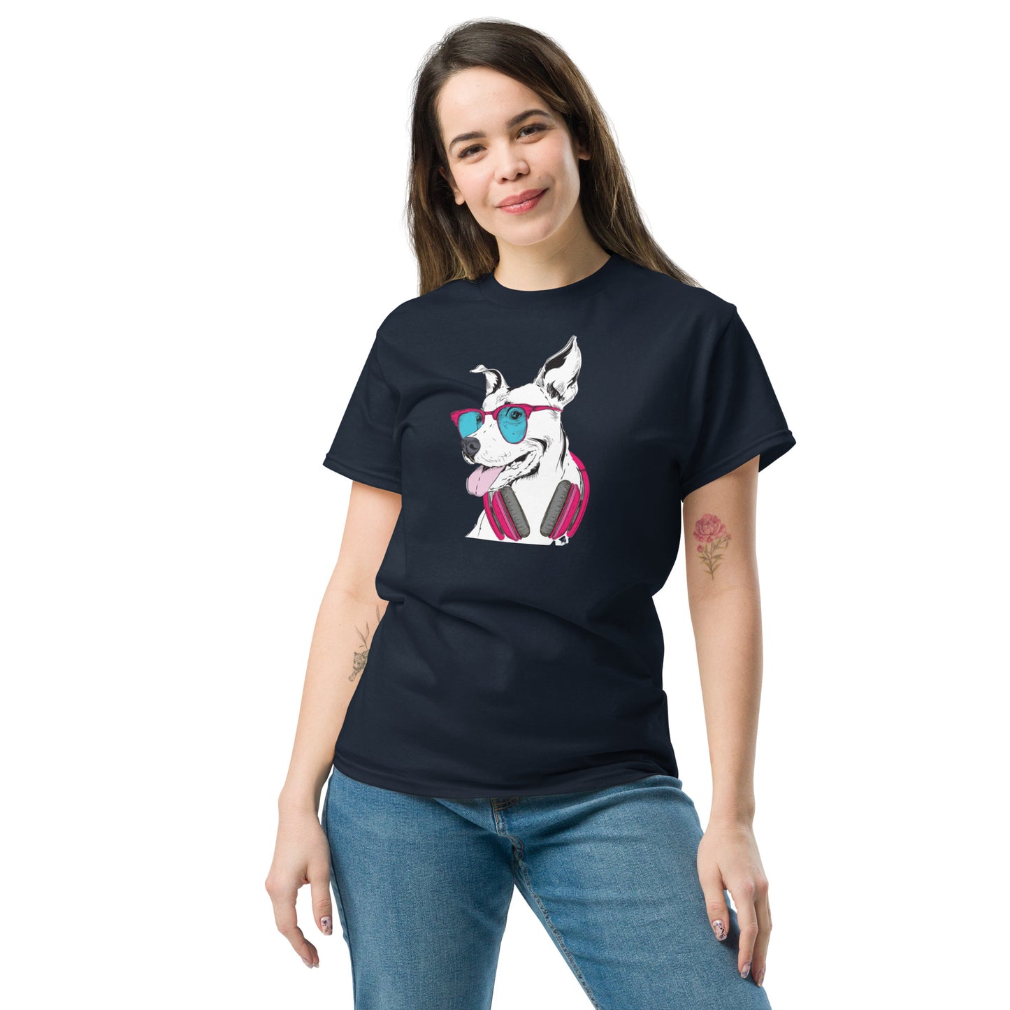 T-shirt classique unisexe - ANIMAUX MUSIQUE FUN CHIEN - GRAND