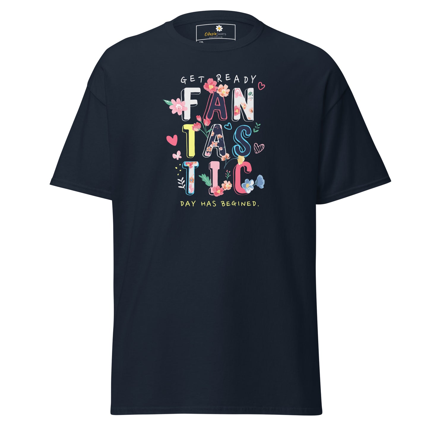 T-shirt classique pour homme - TEXTE UNE JOURNÉE FANTASTIQUE A COMMENCÉ - GRAND