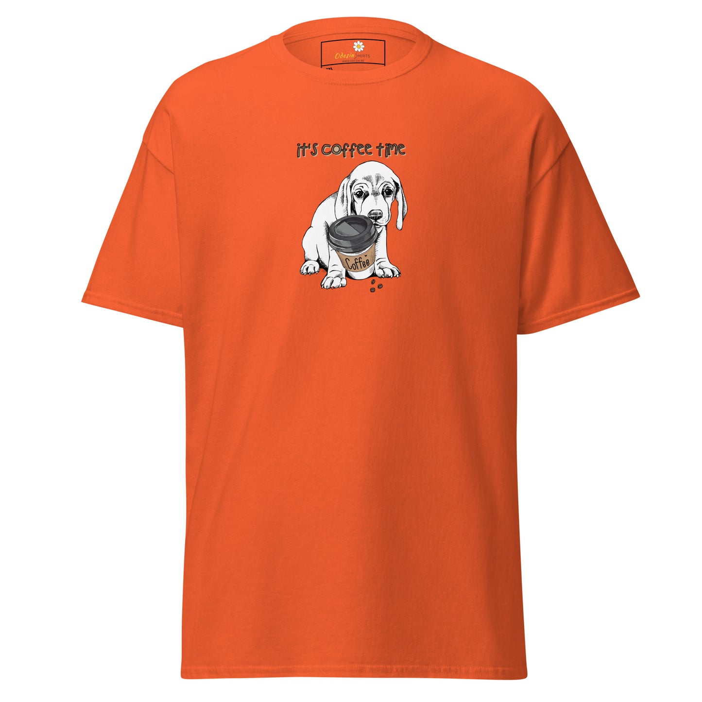 T-shirt classique unisexe - ANIMAUX CHIOT COFFEE TIME - GRAND