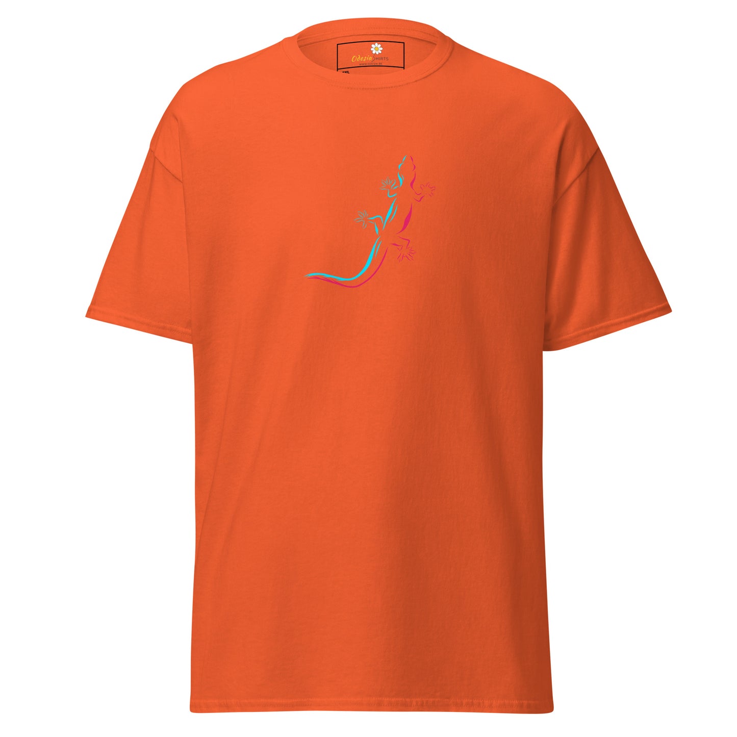 Heren klassiek t-shirt - WILDLIFE BLUE RED LIZARD - GROOT