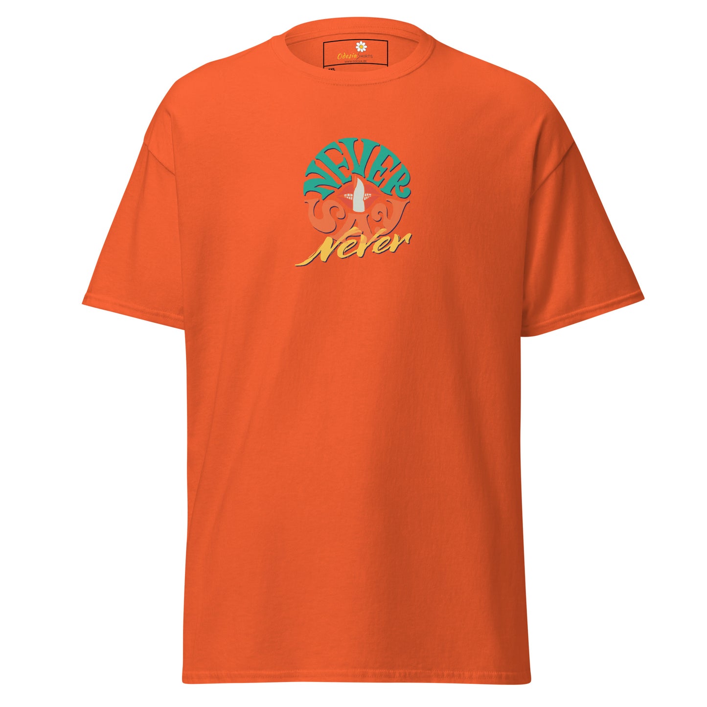 T-shirt classique pour homme - Texte Never Say Never - Grand