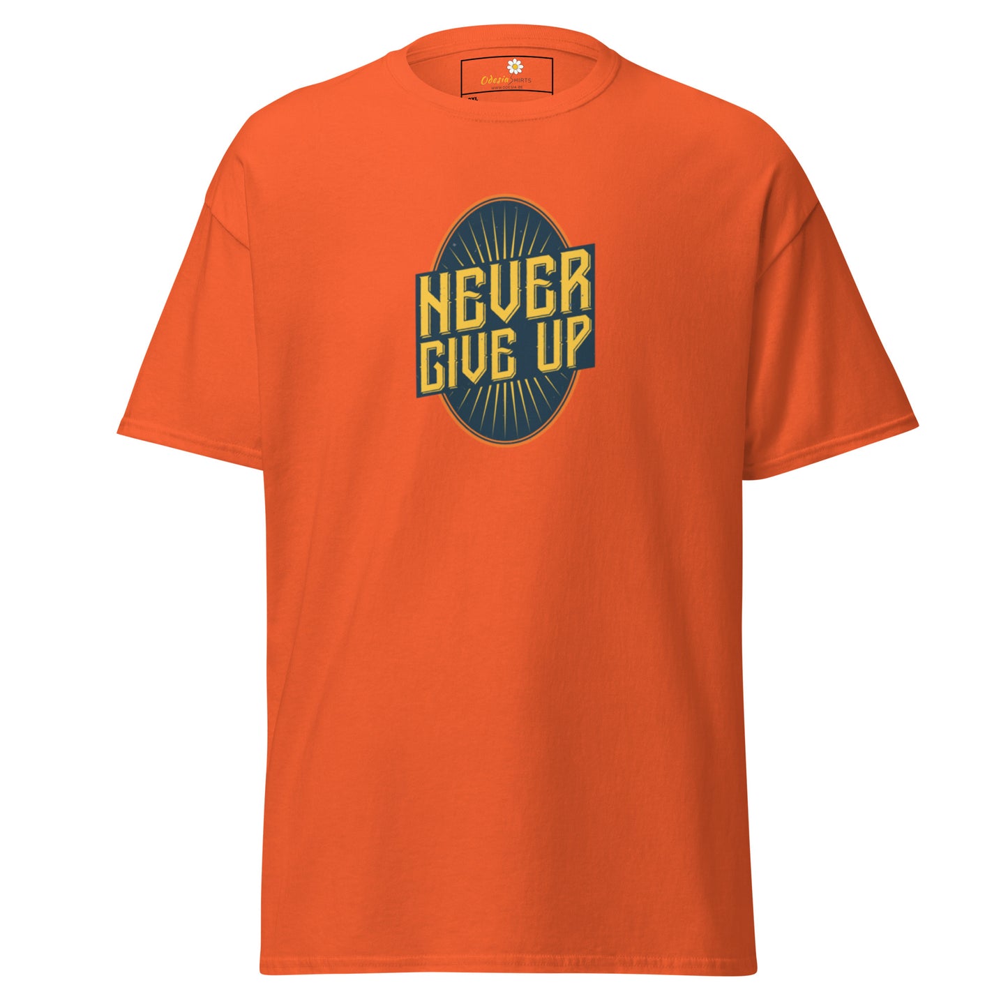 T-shirt classique pour homme - Texte NEVER GIVE UP - GRAND