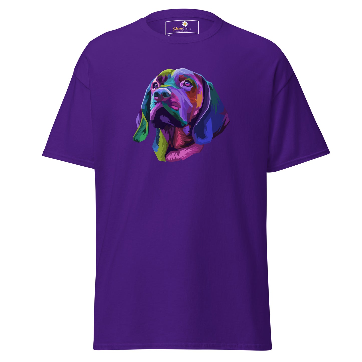Unisex klassiek t-shirt - ANIMALS COLORFULL DOGHEAD - GROOT