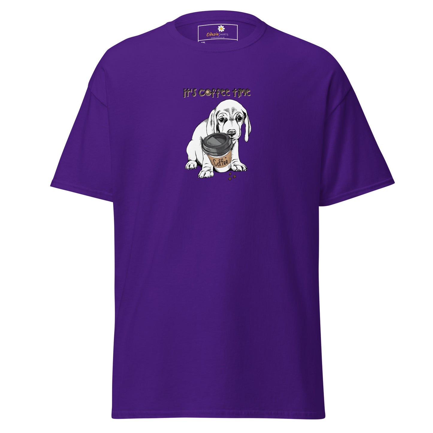 T-shirt classique unisexe - ANIMAUX CHIOT COFFEE TIME - GRAND