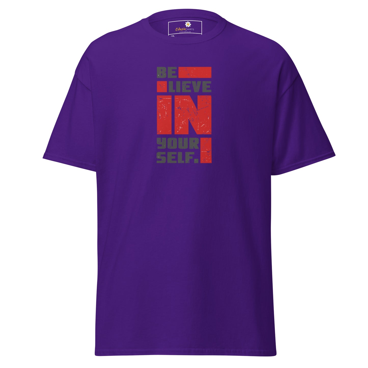 Heren klassiek t-shirt - TEKST POSITIEF GELOOF IN JEZELF - GROOT
