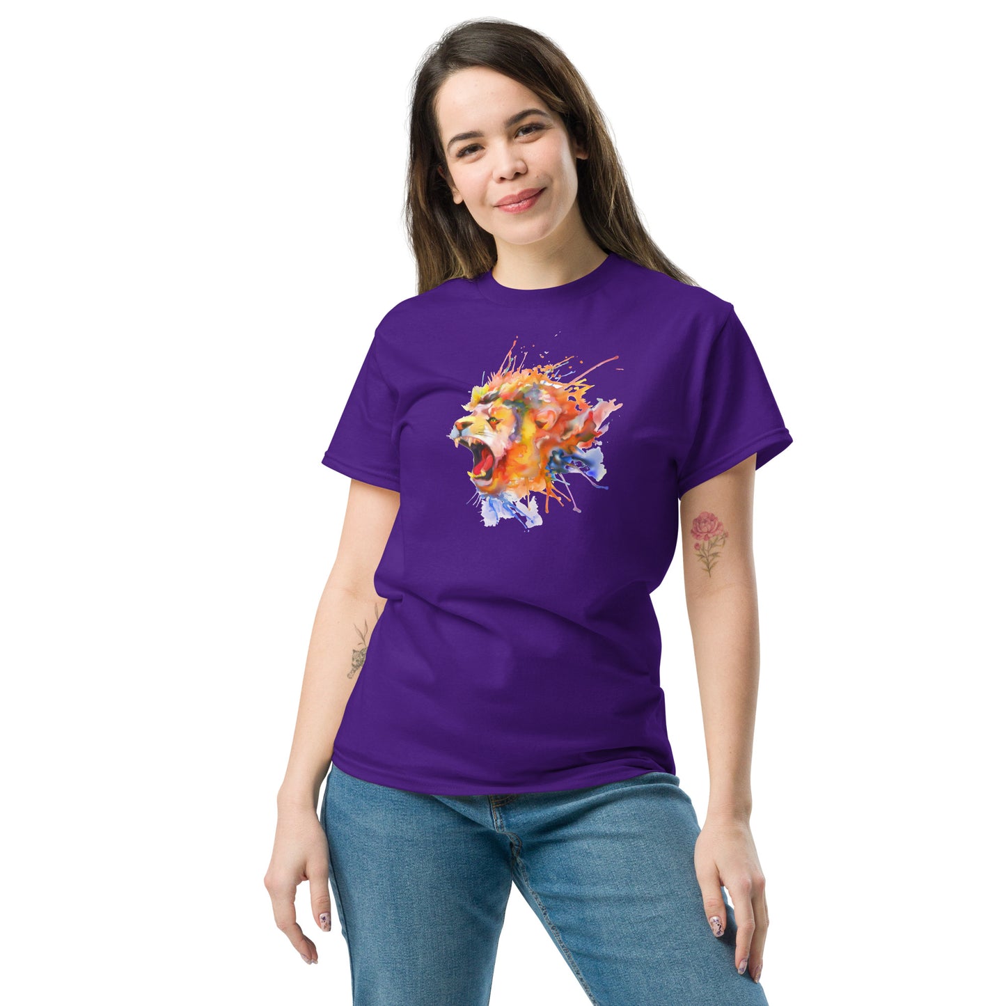 T-shirt classique pour homme - WILDLIFE LION WATERPAINTING - GRAND