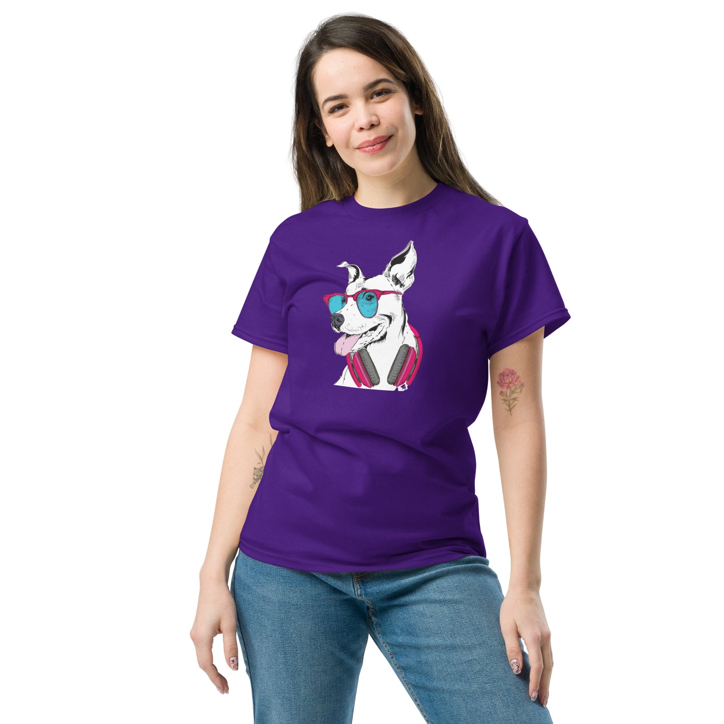 T-shirt classique unisexe - ANIMAUX MUSIQUE FUN CHIEN - GRAND
