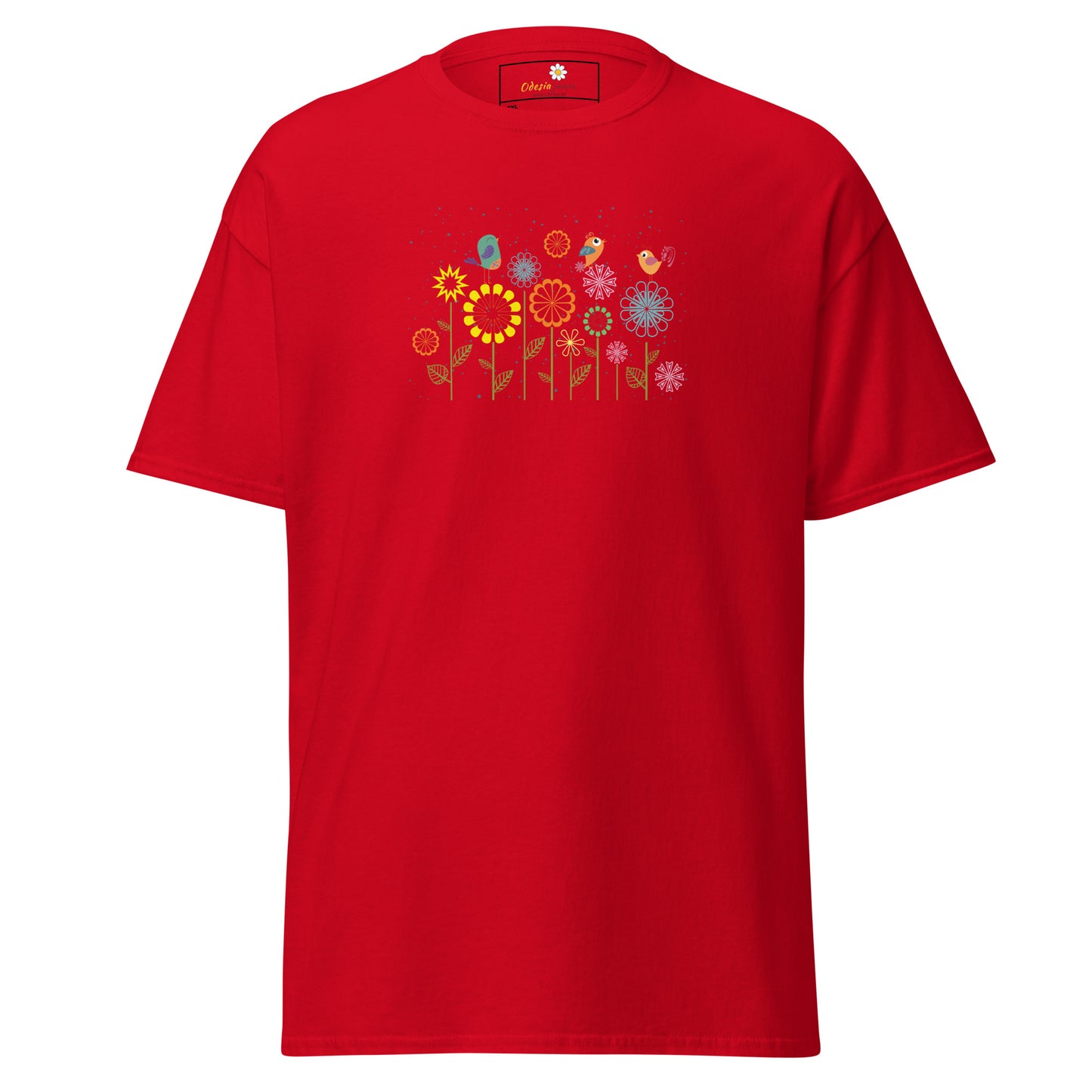 Klassieke t-shirts voor heren - DIEREN VOGELS OP BLOEMEN - GROOT