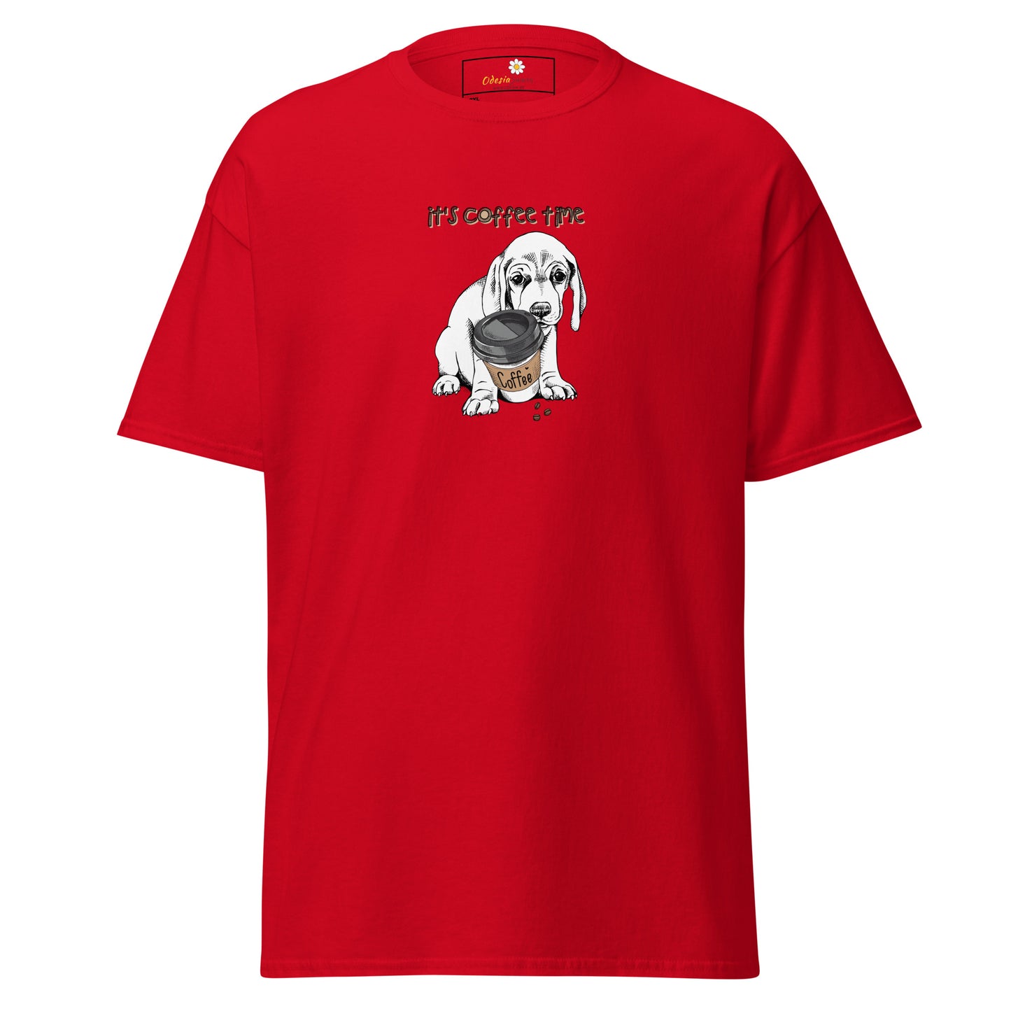 T-shirt classique unisexe - ANIMAUX CHIOT COFFEE TIME - GRAND