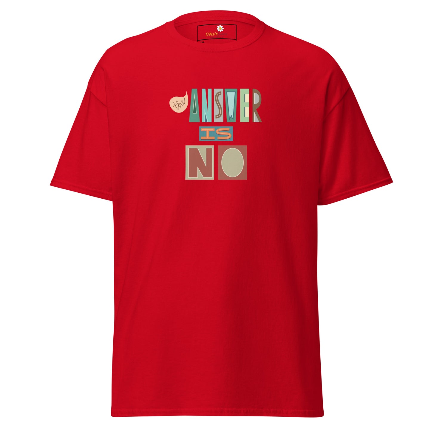 Heren klassiek t-shirt - TEKST HET ANTWOORD IS NEE - GROOT