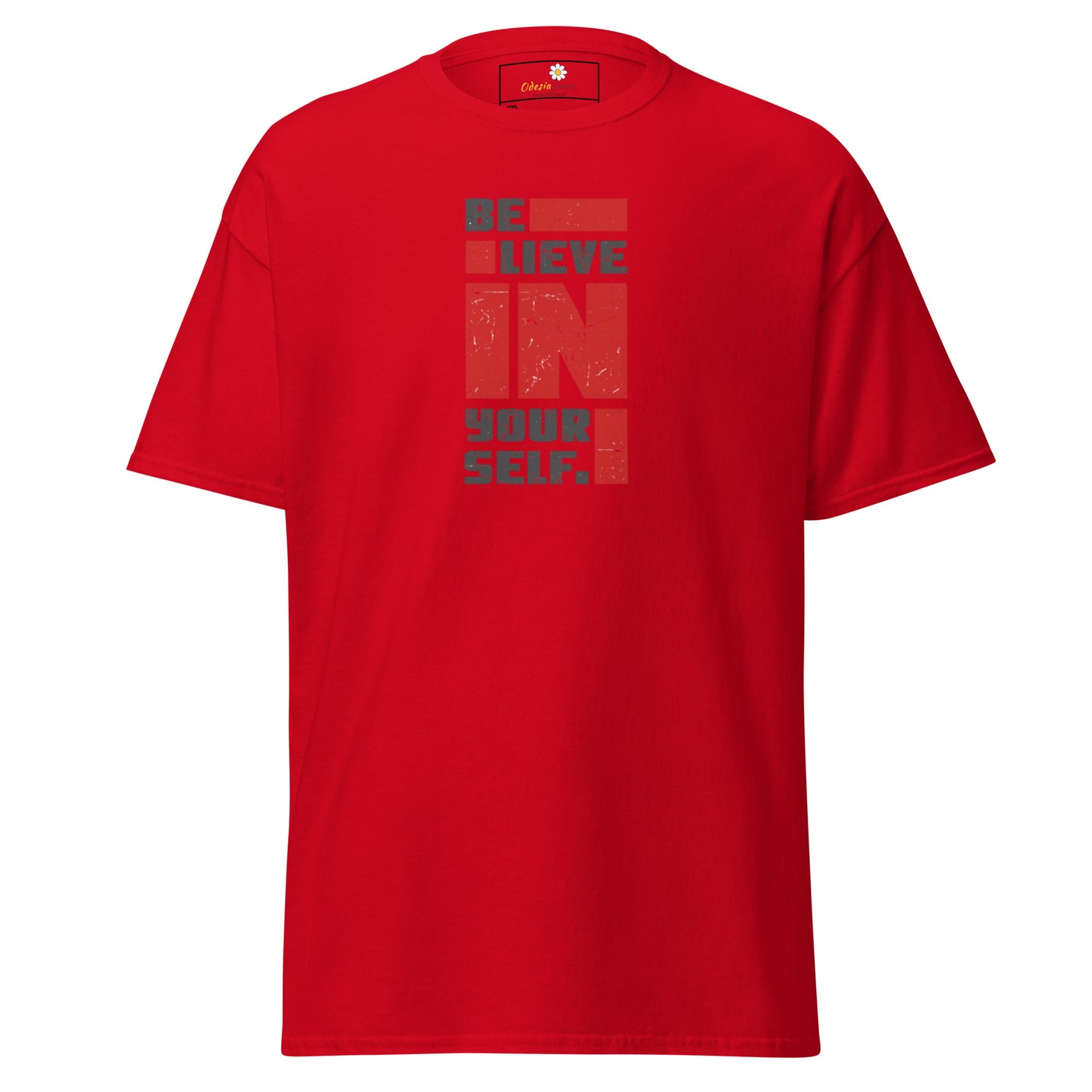 Heren klassiek t-shirt - TEKST POSITIEF GELOOF IN JEZELF - GROOT