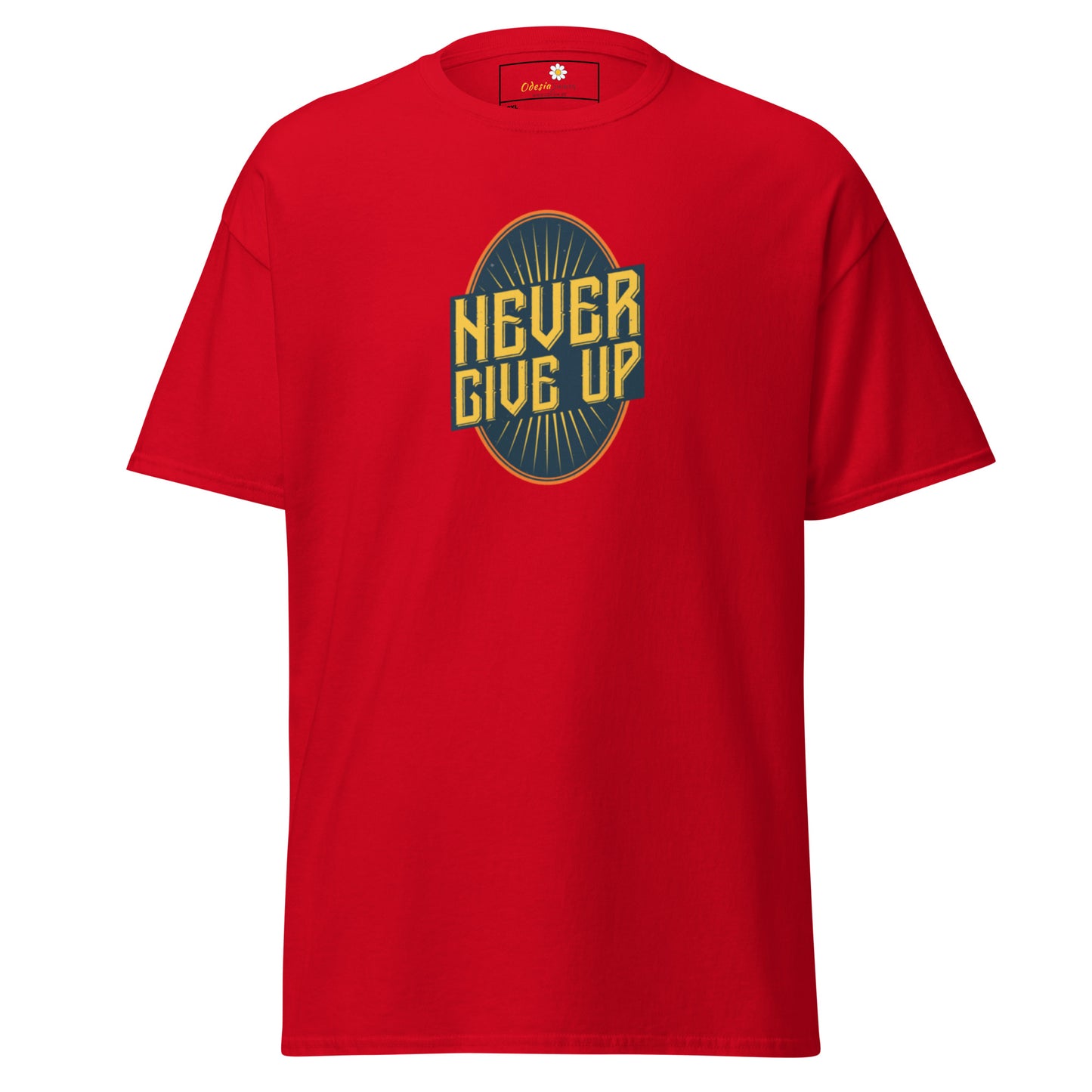 T-shirt classique pour homme - Texte NEVER GIVE UP - GRAND