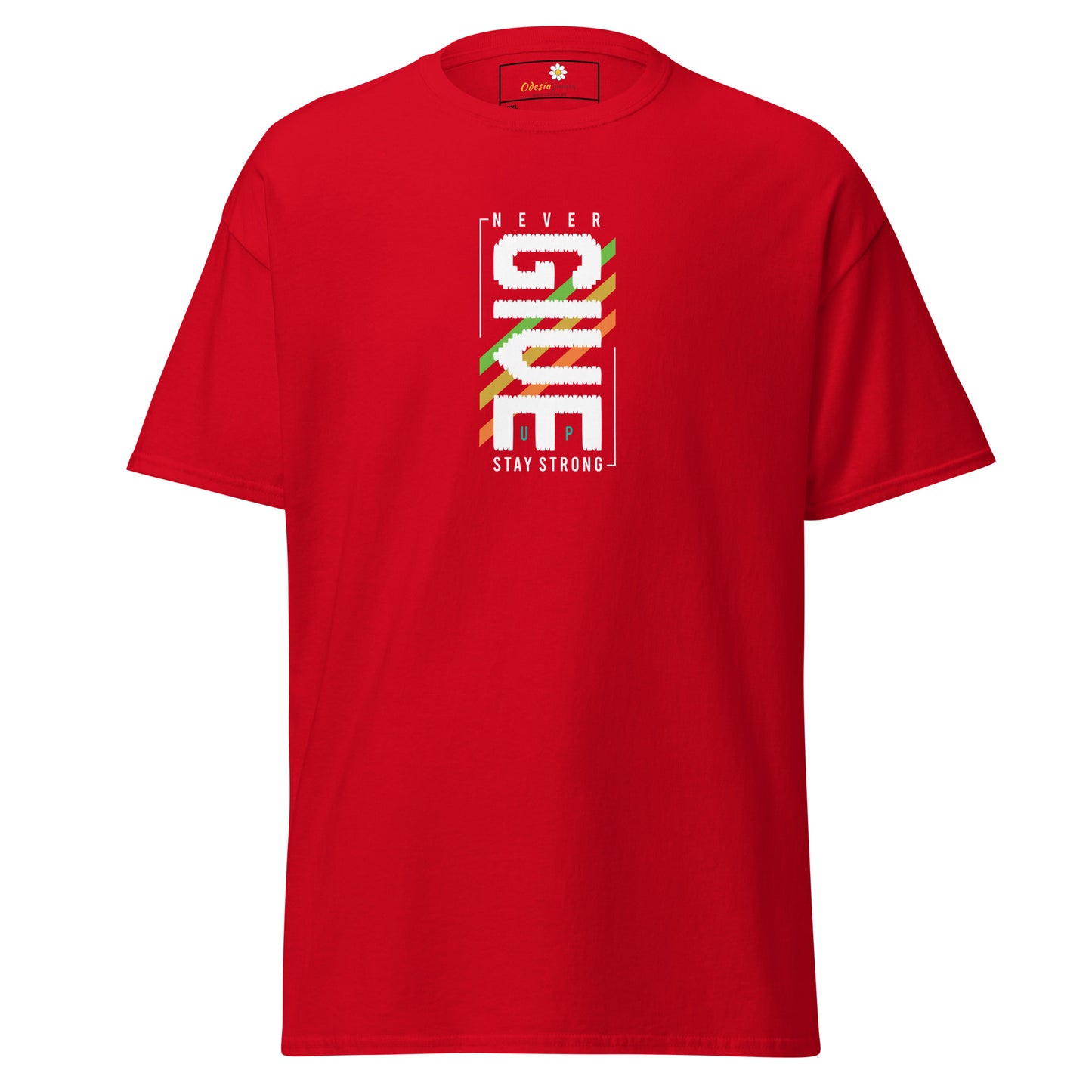 T-shirt classique pour homme - Texte NEVER GIVE UP - GRAND