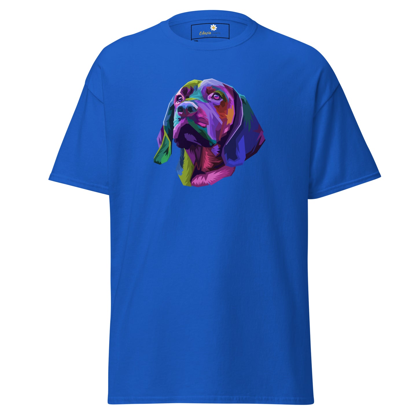 Unisex klassiek t-shirt - ANIMALS COLORFULL DOGHEAD - GROOT