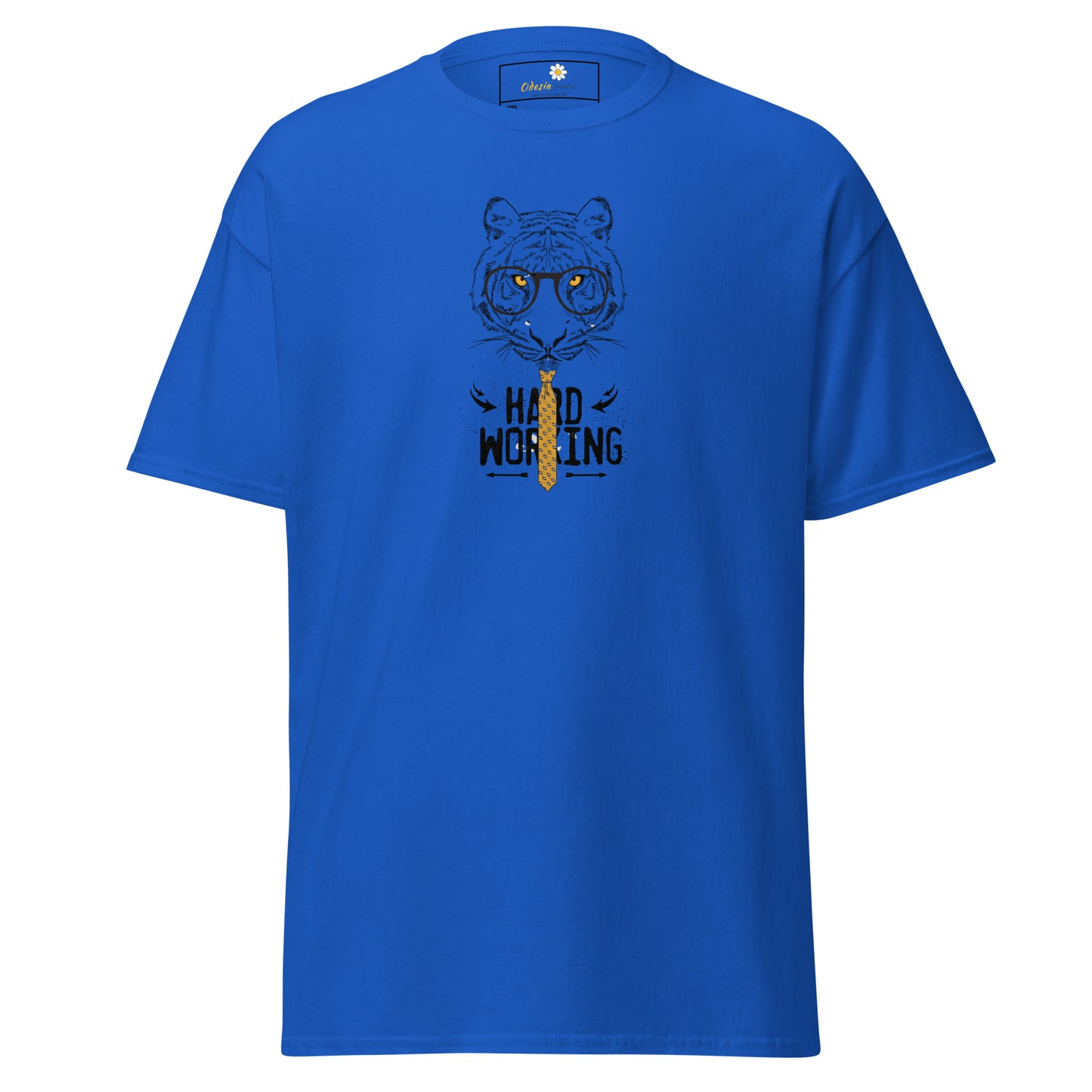 Heren klassiek t-shirt - WILDLIFE TIGER HARD WORKING - GROOT