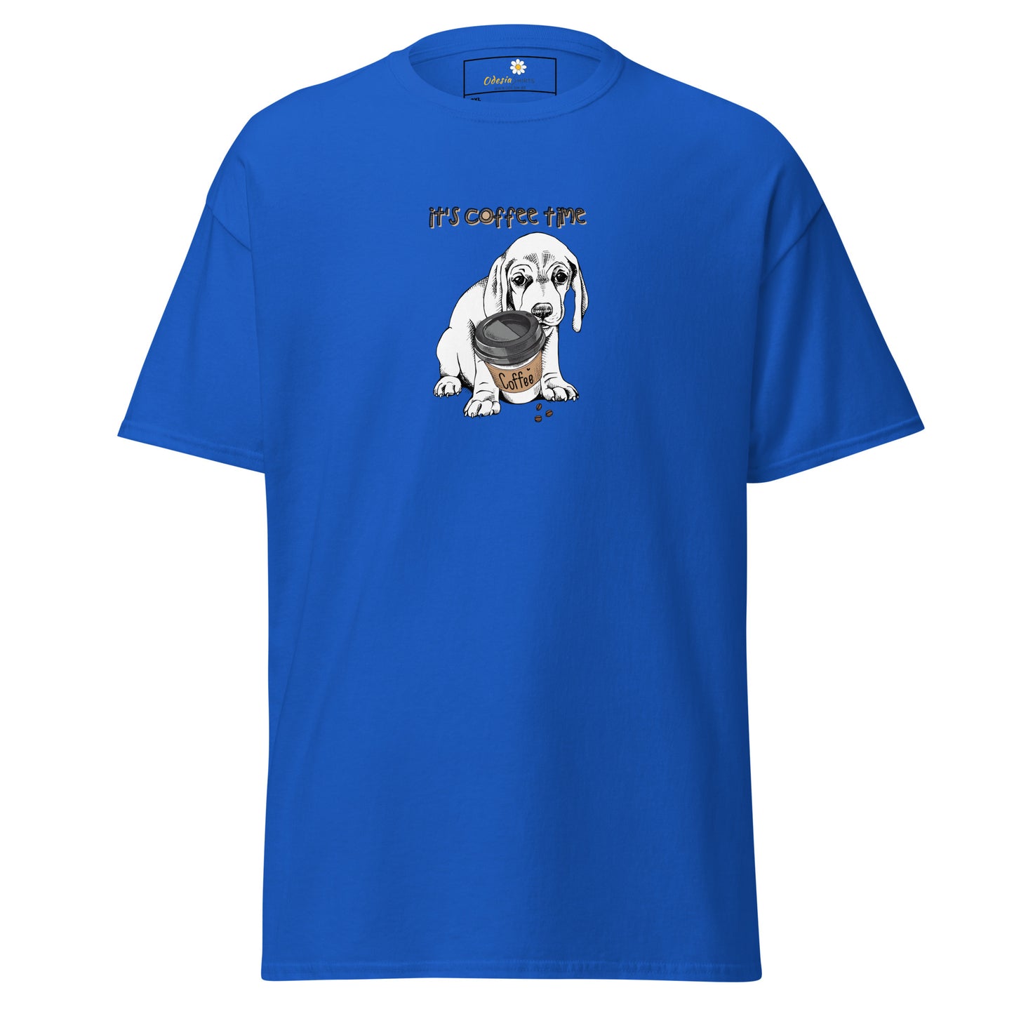 T-shirt classique unisexe - ANIMAUX CHIOT COFFEE TIME - GRAND