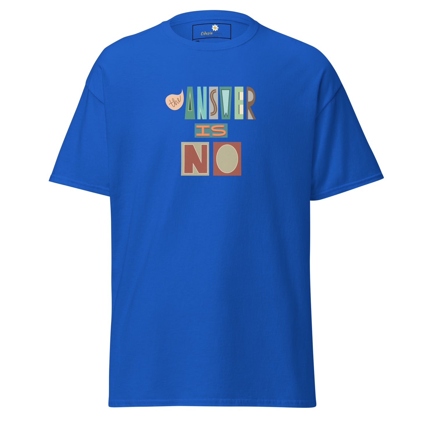 Heren klassiek t-shirt - TEKST HET ANTWOORD IS NEE - GROOT