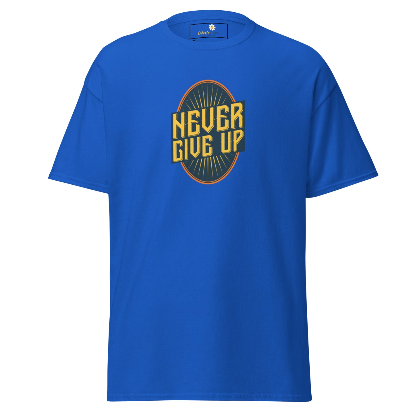 T-shirt classique pour homme - Texte NEVER GIVE UP - GRAND