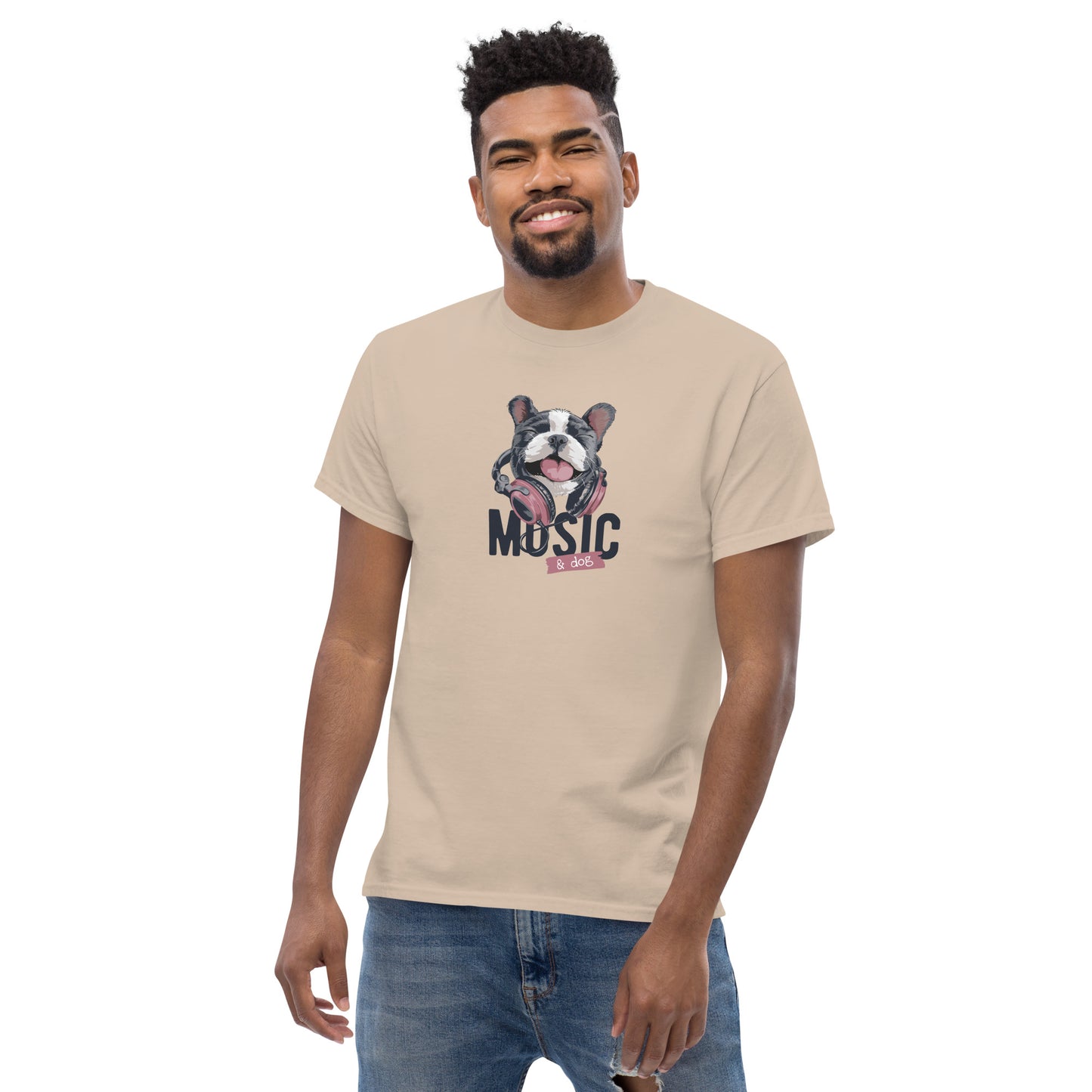 T-shirt classique unisexe - ANIMAUX CHIEN MUSIQUE - GRAND