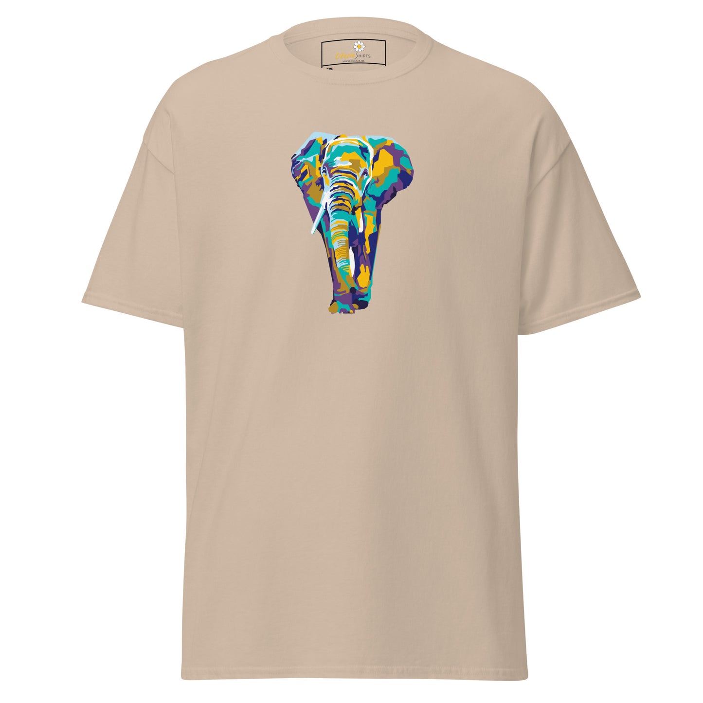 Heren klassiek t-shirt - WILDLIFE ELEPHANT KLEURRIJK - GROOT