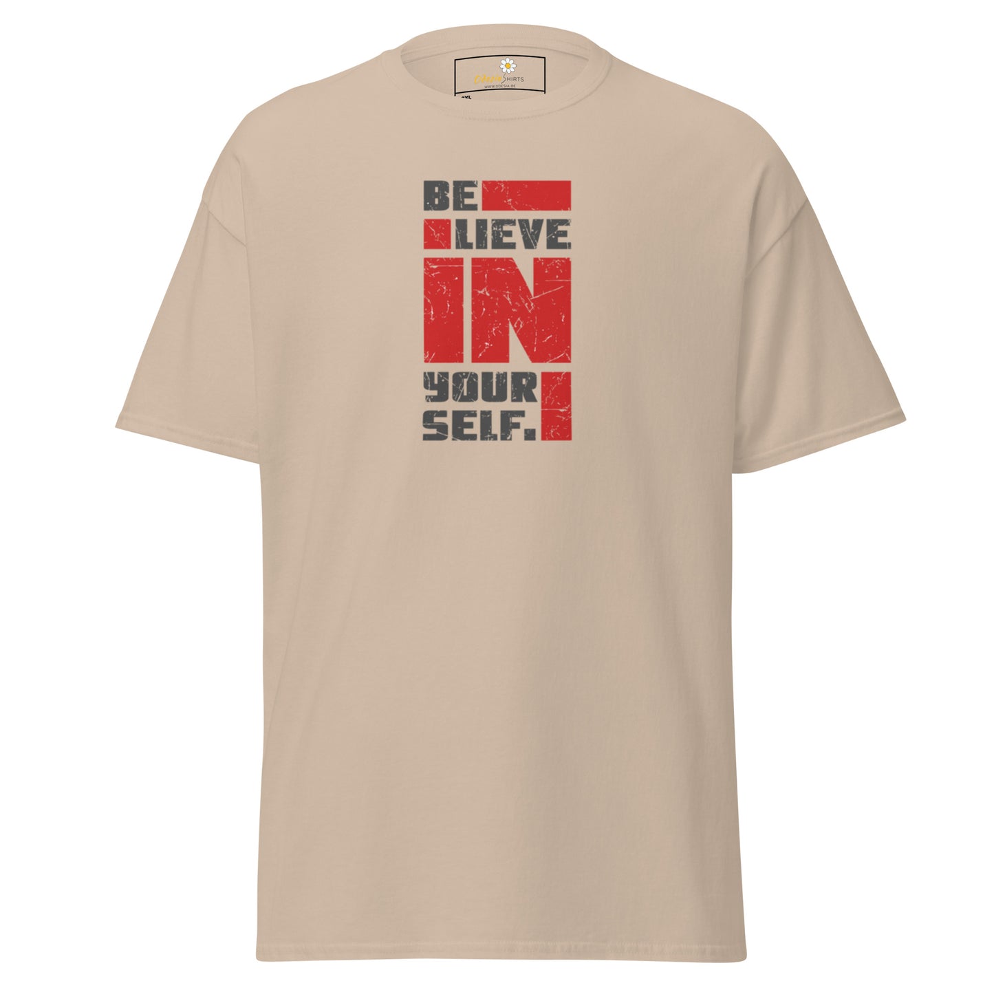 Heren klassiek t-shirt - TEKST POSITIEF GELOOF IN JEZELF - GROOT
