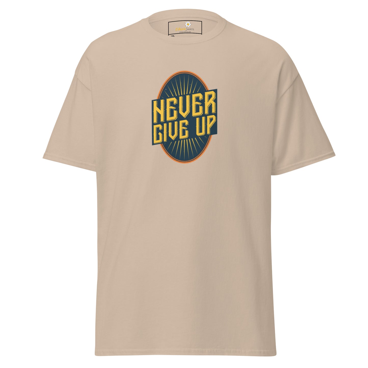 T-shirt classique pour homme - Texte NEVER GIVE UP - GRAND