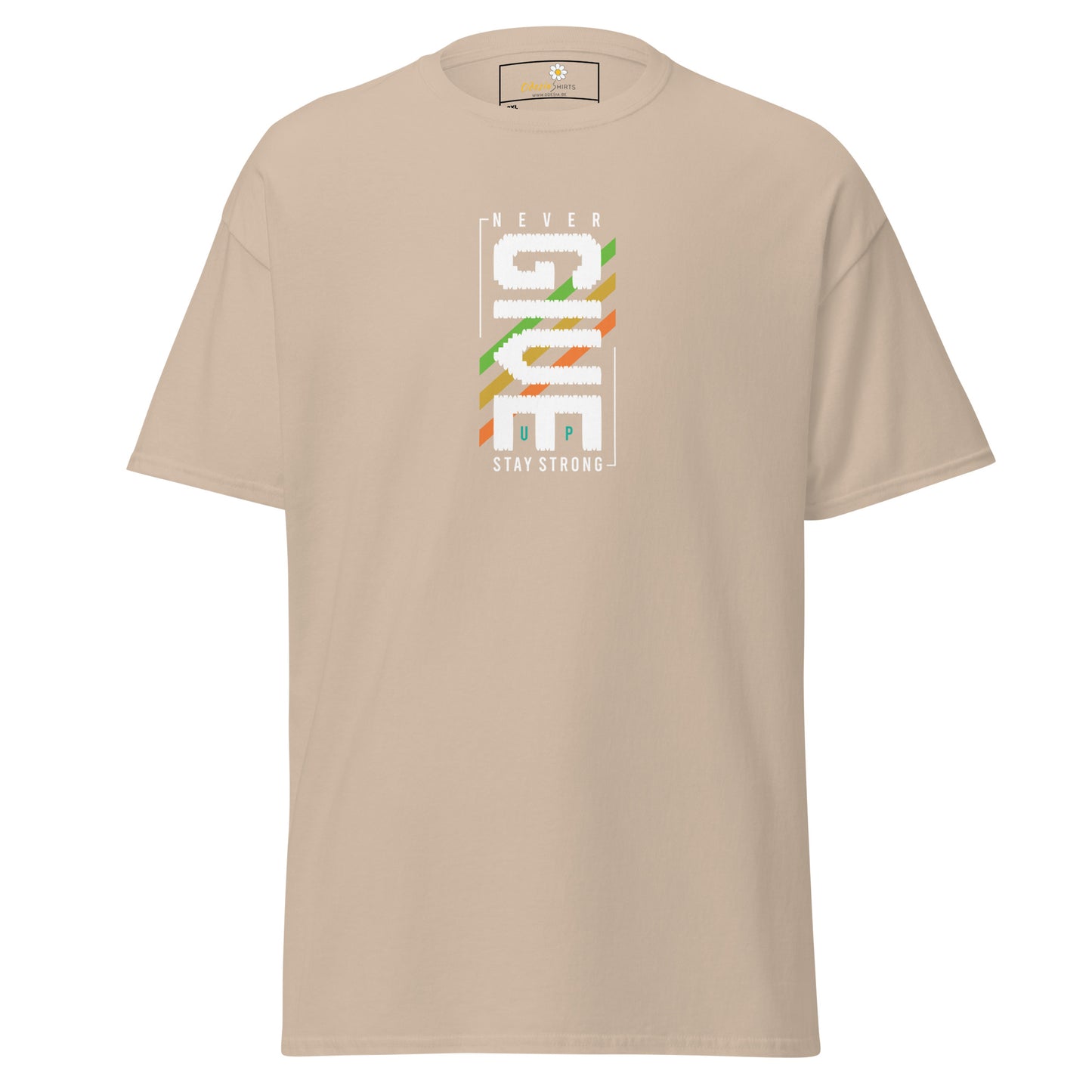 T-shirt classique pour homme - Texte NEVER GIVE UP - GRAND