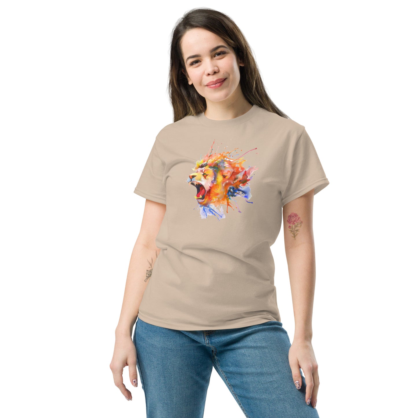T-shirt classique pour homme - WILDLIFE LION WATERPAINTING - GRAND