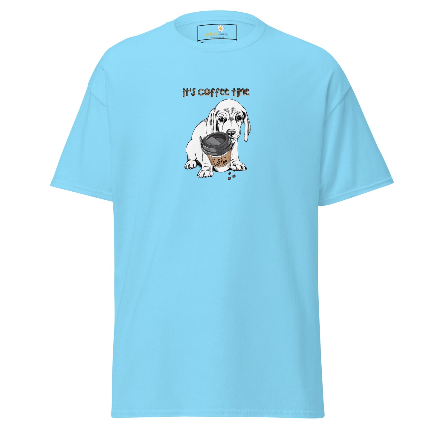 T-shirt classique unisexe - ANIMAUX CHIOT COFFEE TIME - GRAND
