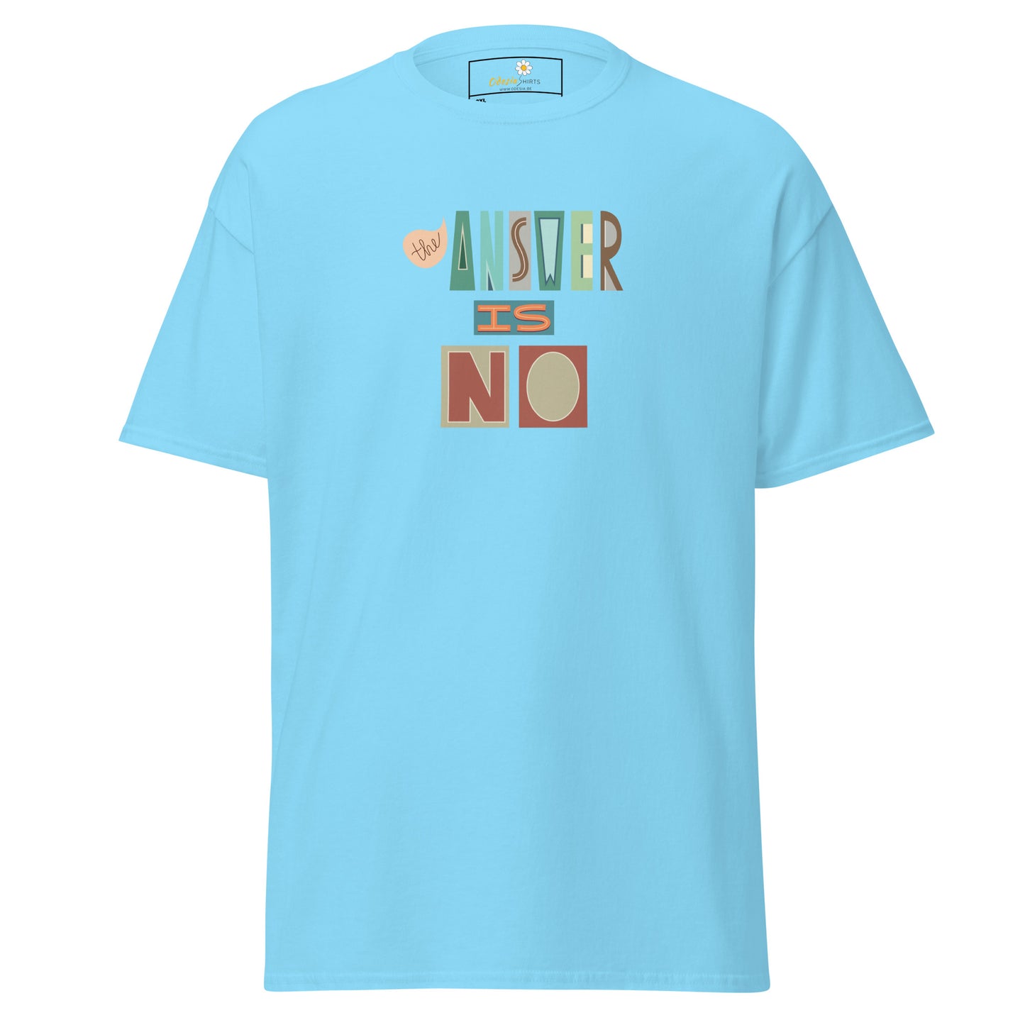 Heren klassiek t-shirt - TEKST HET ANTWOORD IS NEE - GROOT