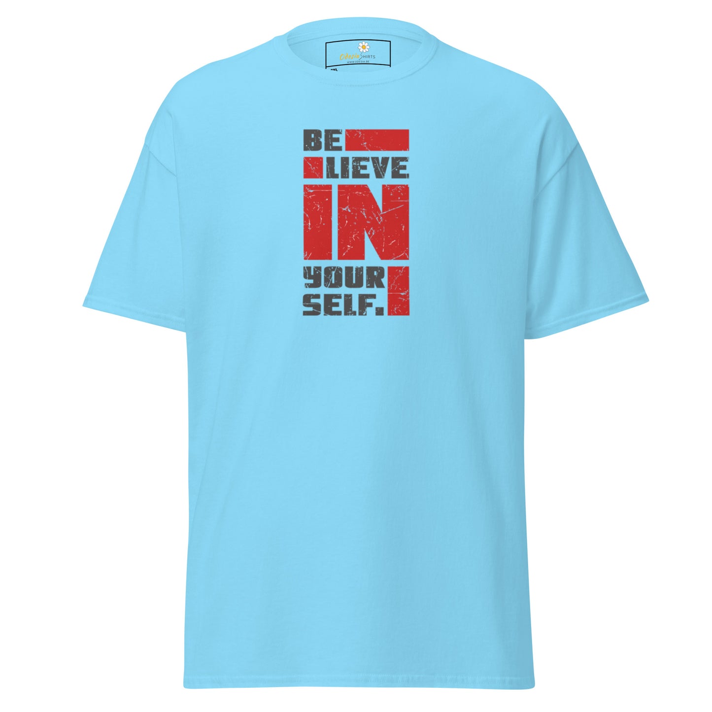 Heren klassiek t-shirt - TEKST POSITIEF GELOOF IN JEZELF - GROOT