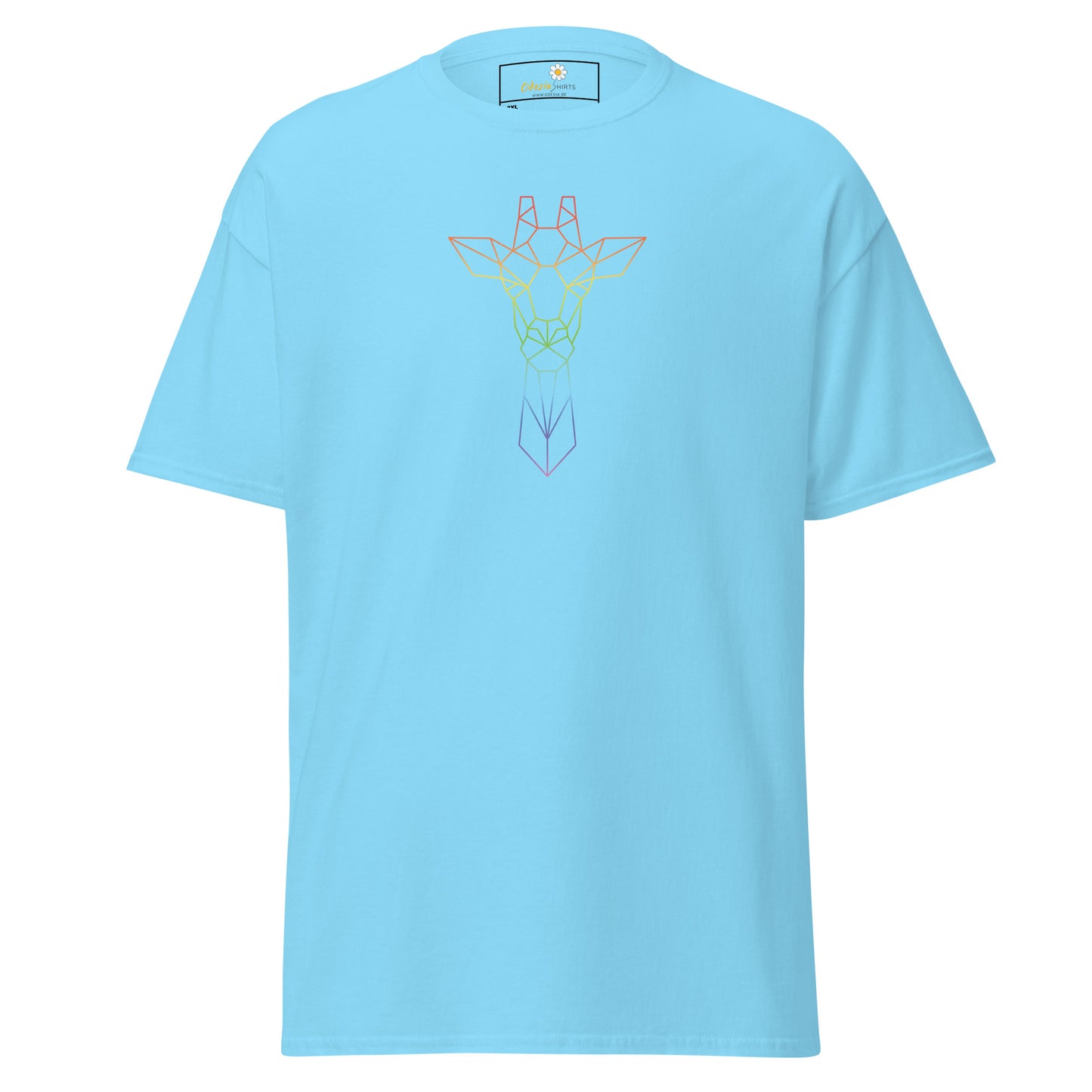 Klassiek heren t-shirt - WILDLIFE GIRAFFE LINE COLORS - GROOT