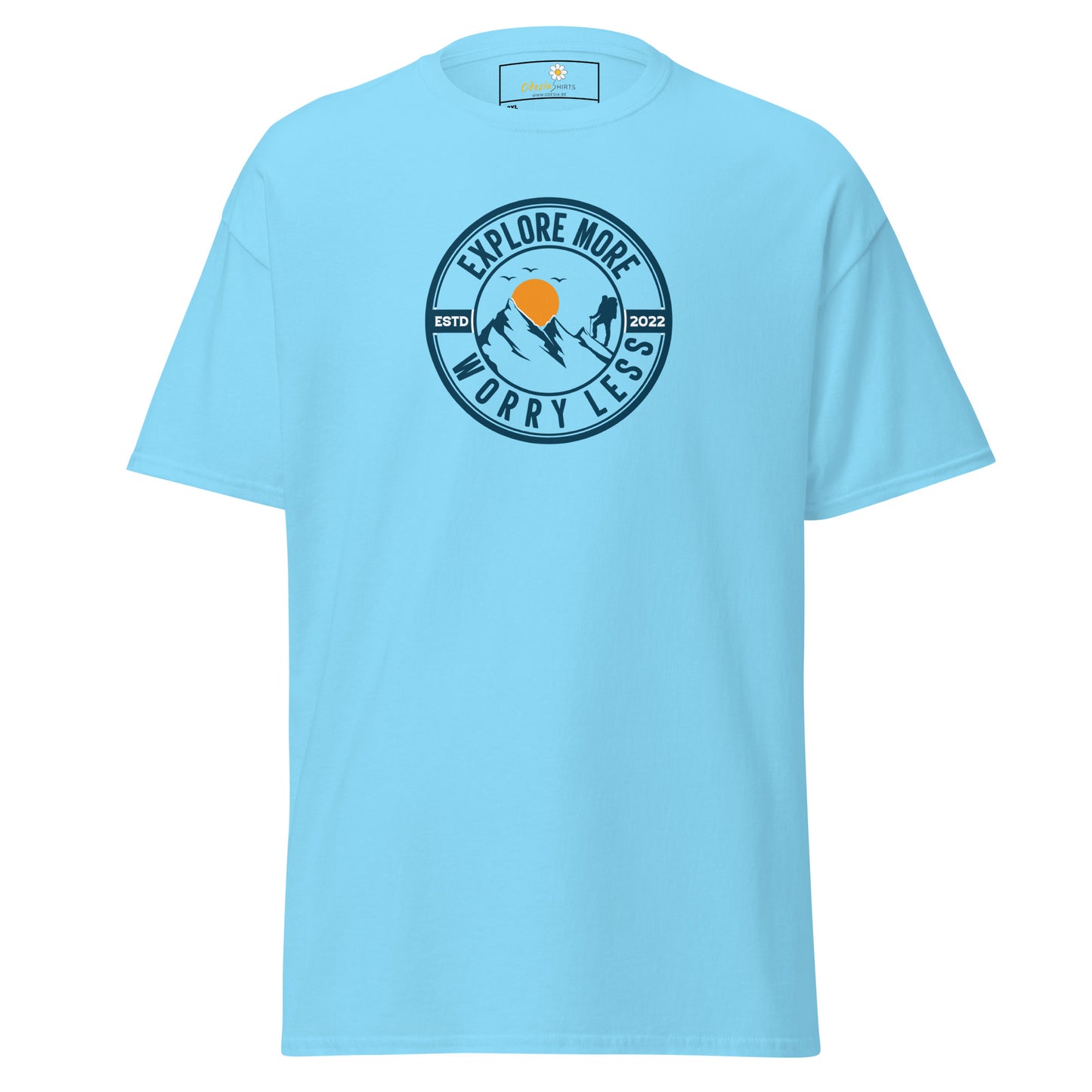 Unisex classic t-shirt - ADVENTURE EXPLORE MORE WORRY LESS - BIG