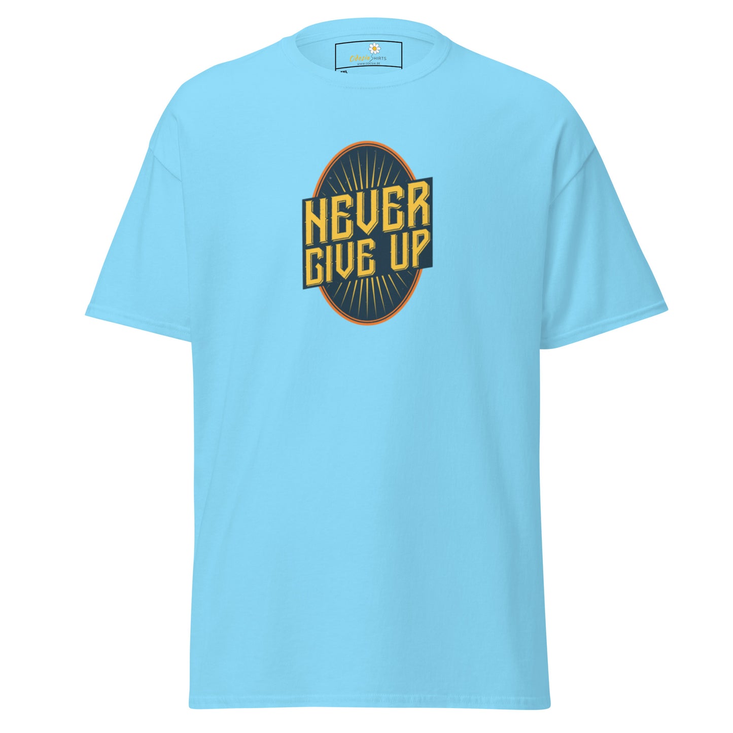 T-shirt classique pour homme - Texte NEVER GIVE UP - GRAND