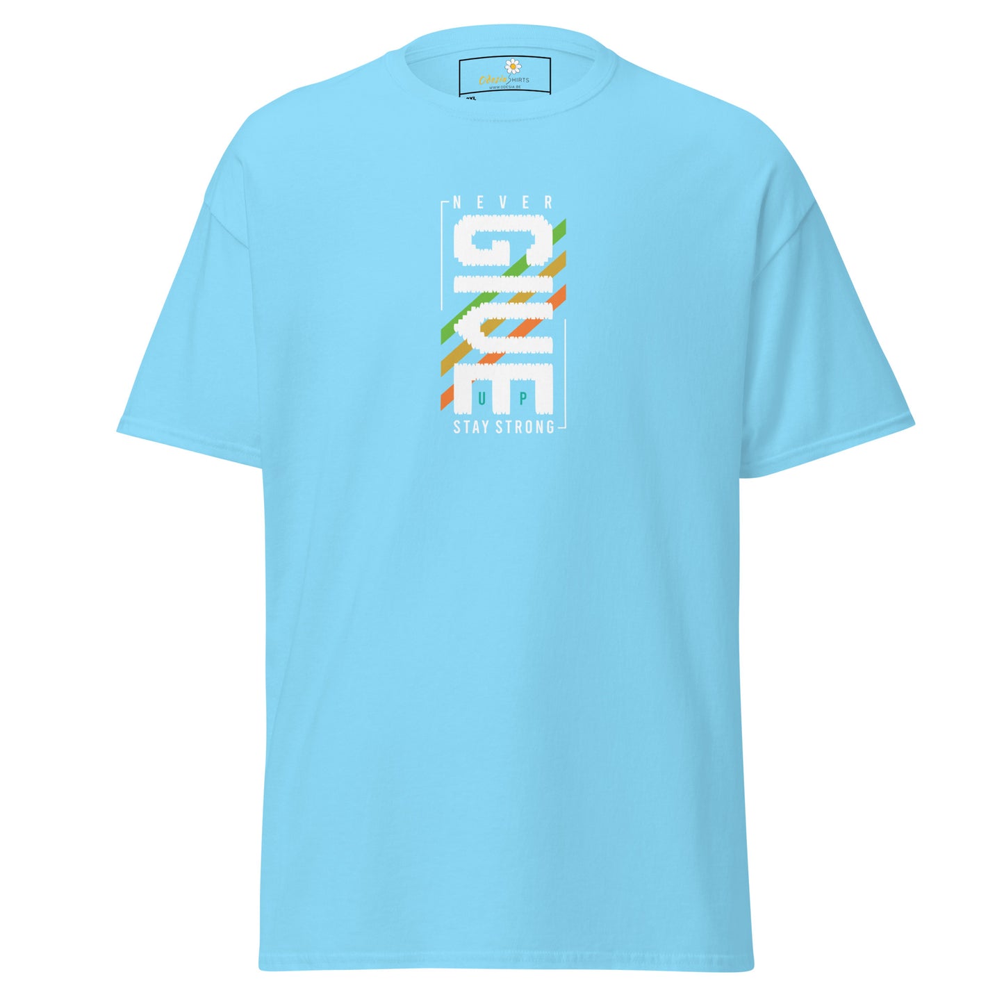 T-shirt classique pour homme - Texte NEVER GIVE UP - GRAND