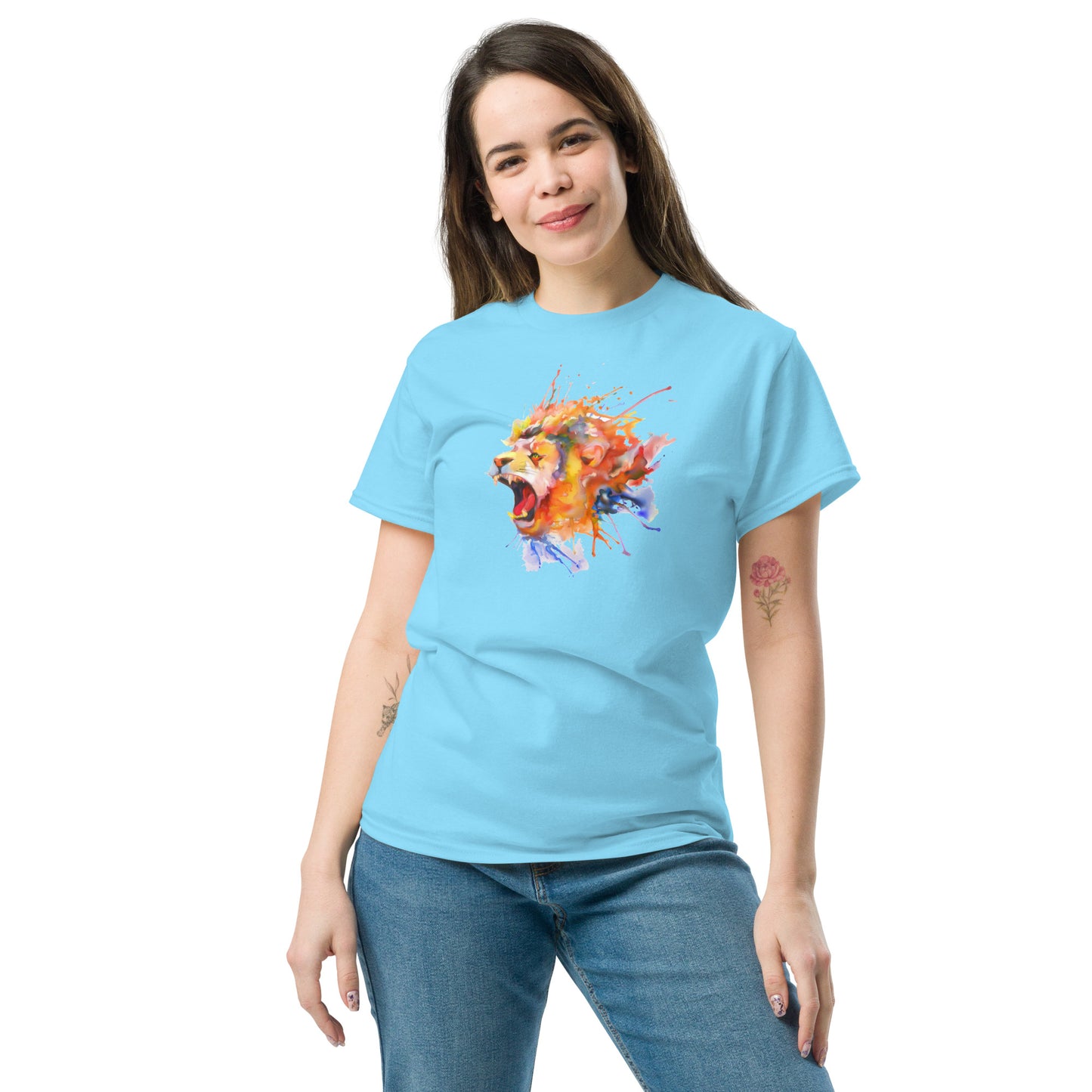 T-shirt classique pour homme - WILDLIFE LION WATERPAINTING - GRAND