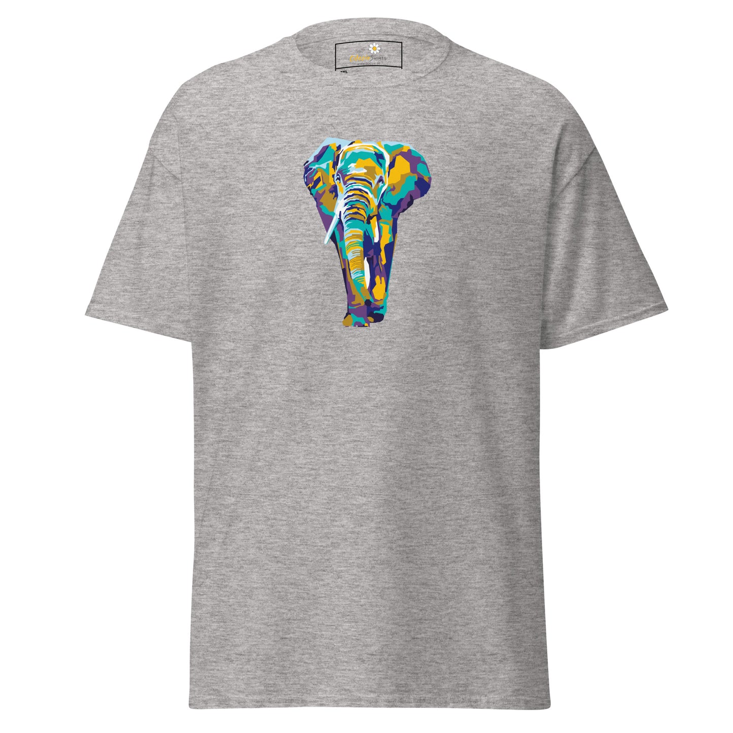 Heren klassiek t-shirt - WILDLIFE ELEPHANT KLEURRIJK - GROOT