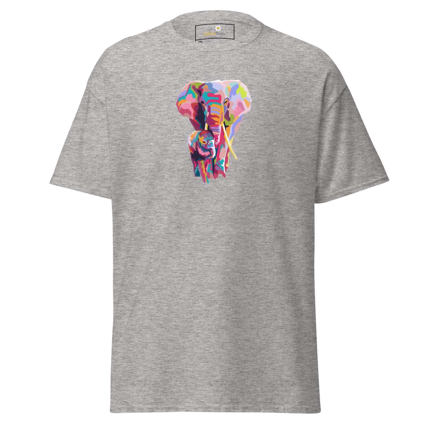 Klassiek heren t-shirt - WILDLIFE KLEURRIJKE OLIFANTEN - GROOT