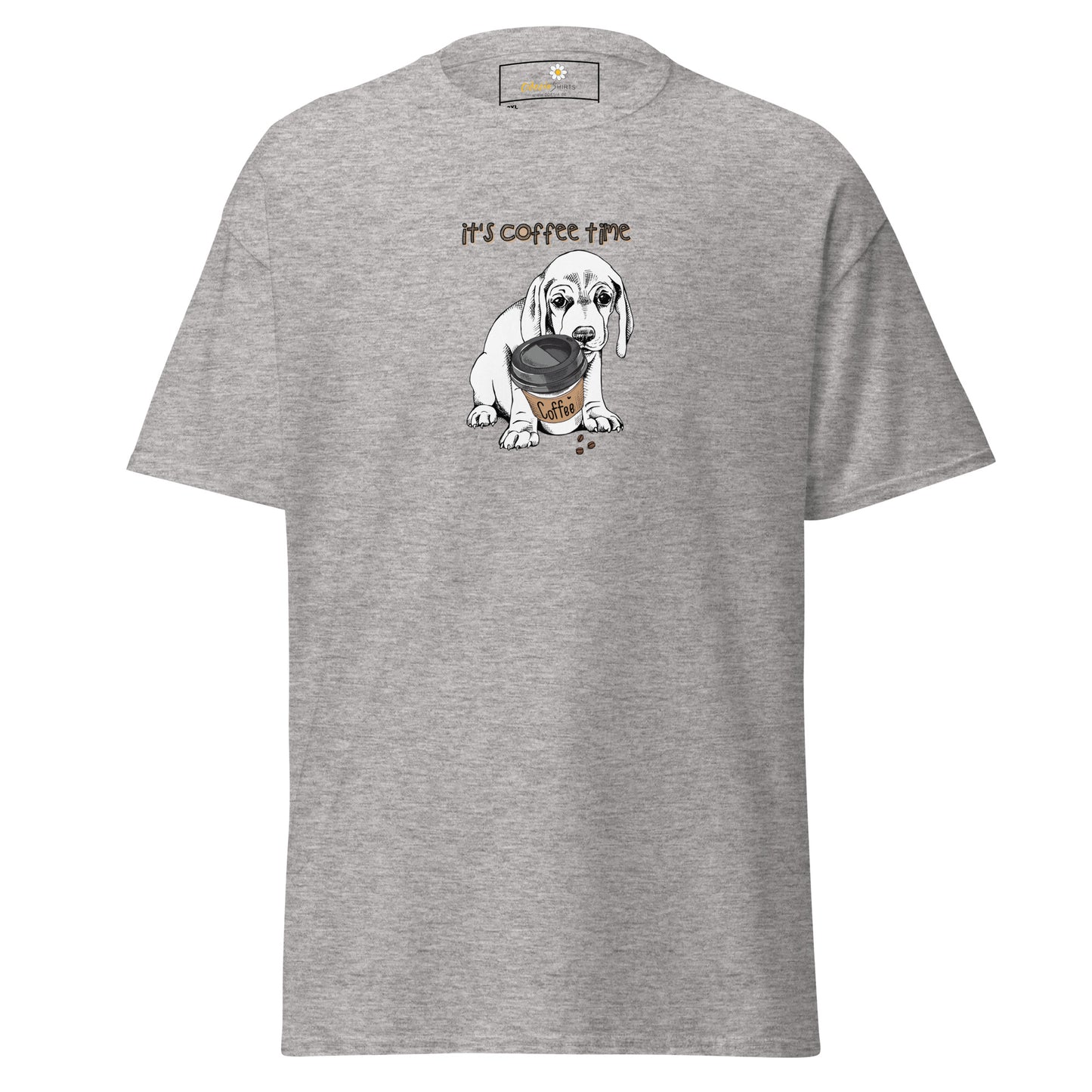 T-shirt classique unisexe - ANIMAUX CHIOT COFFEE TIME - GRAND
