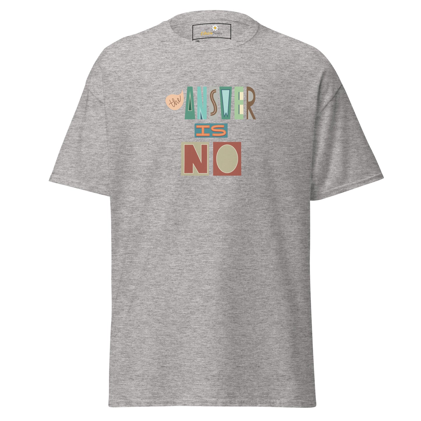 Heren klassiek t-shirt - TEKST HET ANTWOORD IS NEE - GROOT